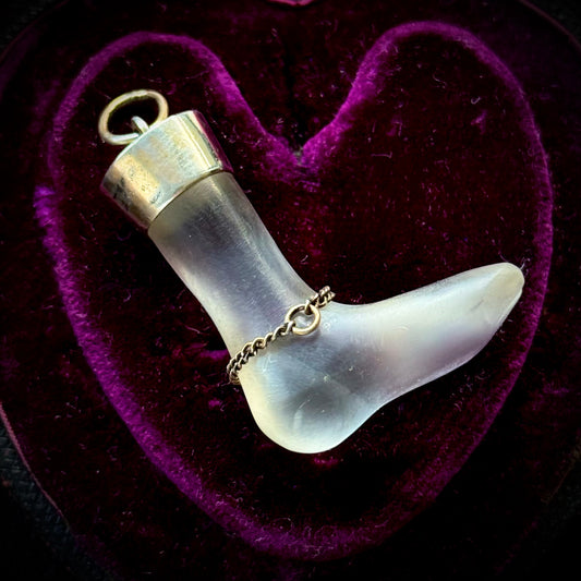 Antique Rock Crystal Foot Charm Pendant in Silver