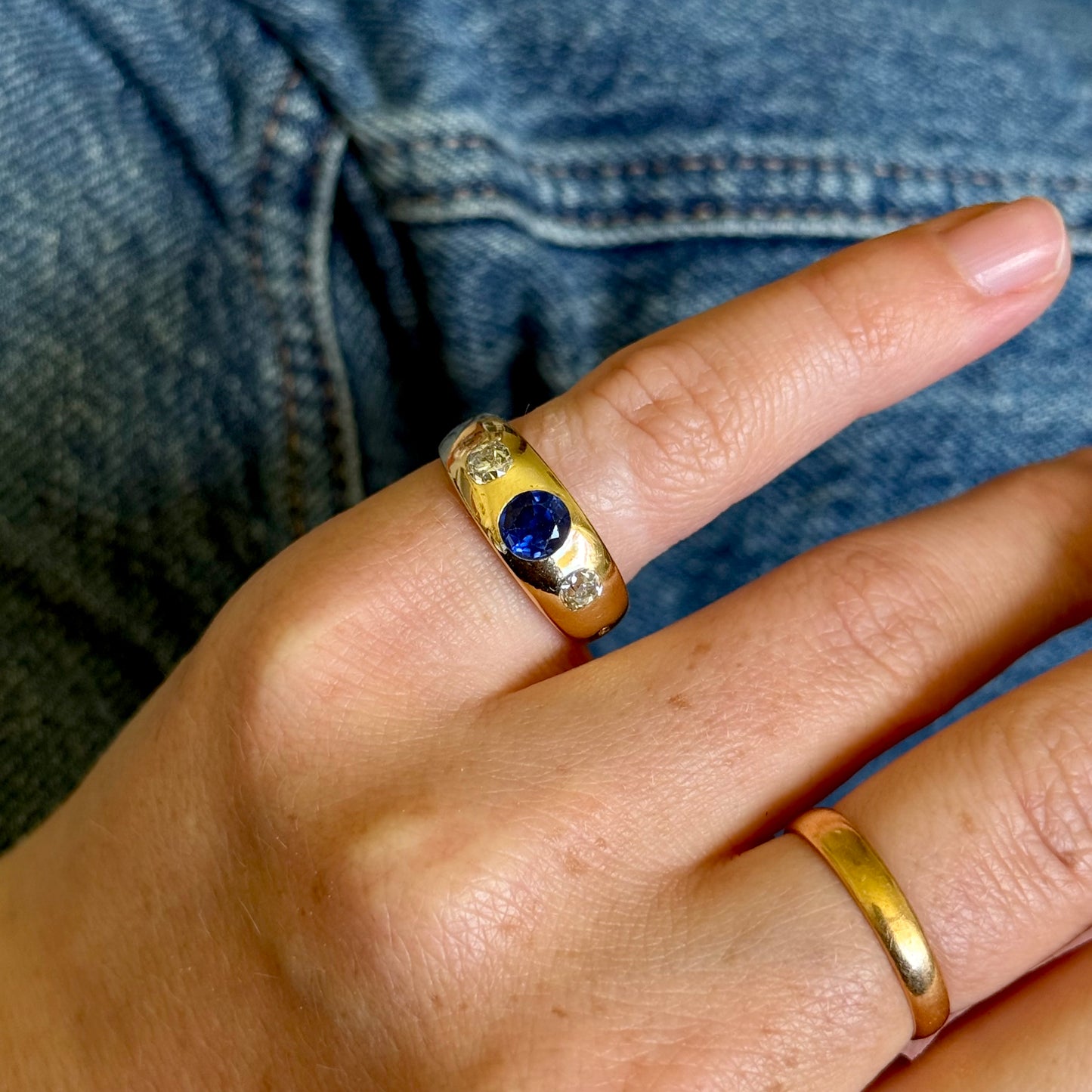 Antique Victorian Sapphire & Diamond Trilogy Ring