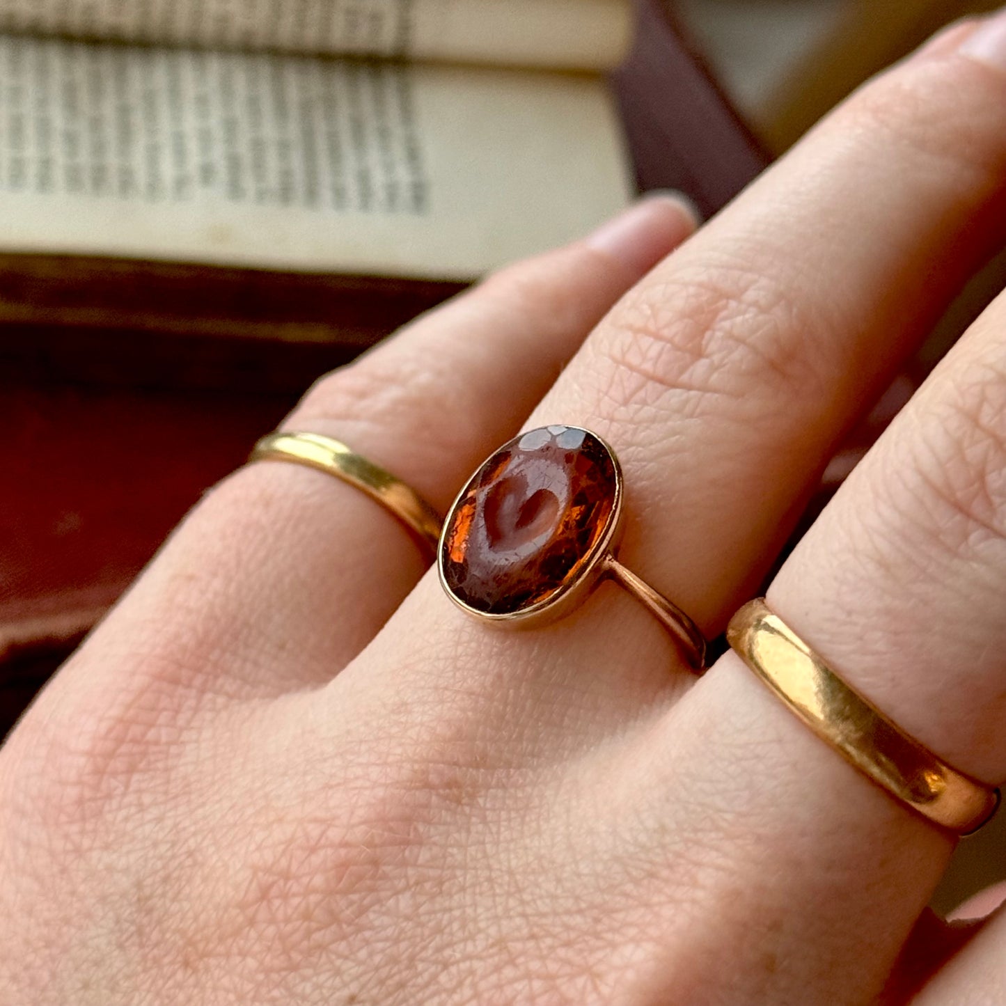 Heart Carved Citrine Ring in 9 Carat Gold