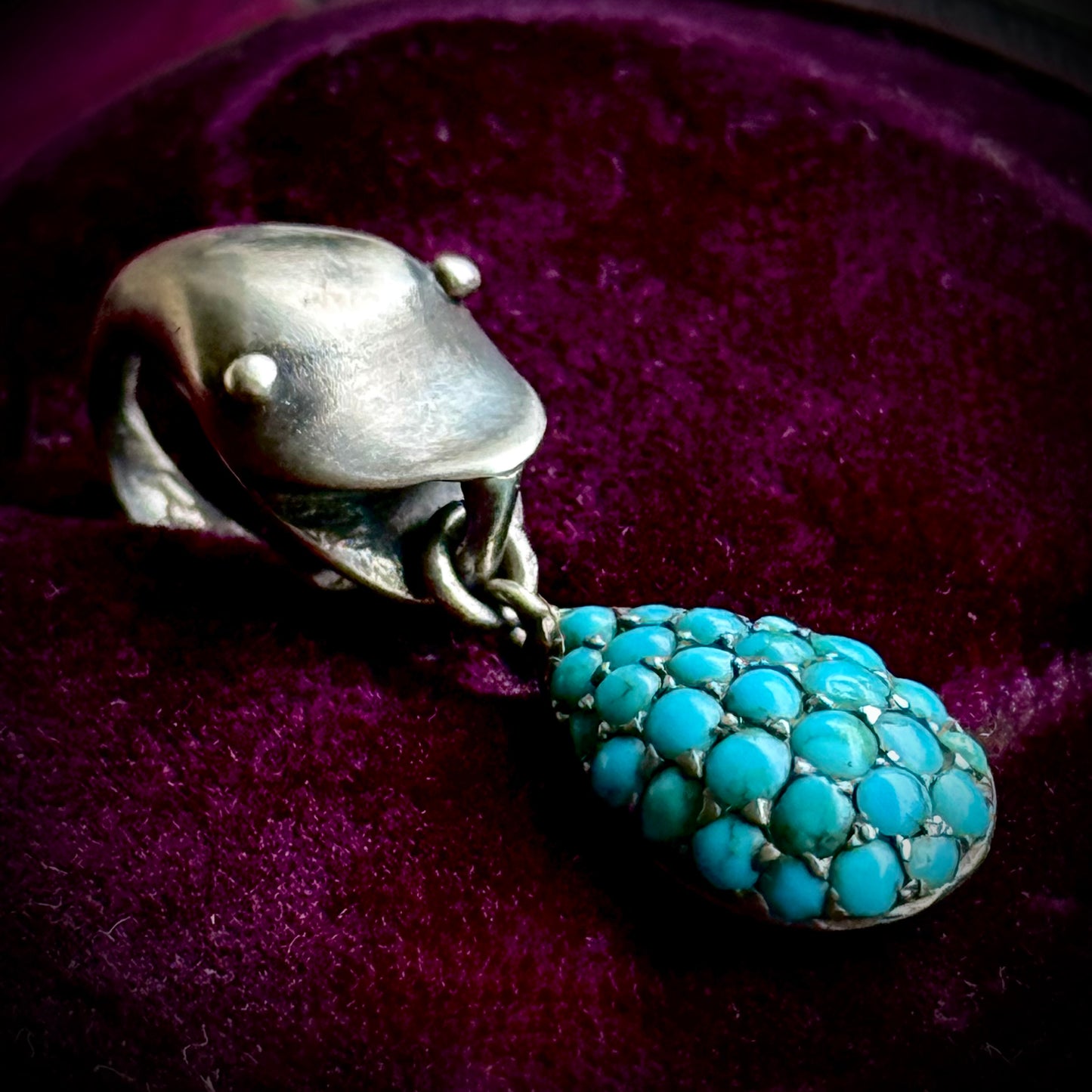 Antique Turquoise Snake Pendant in Silver