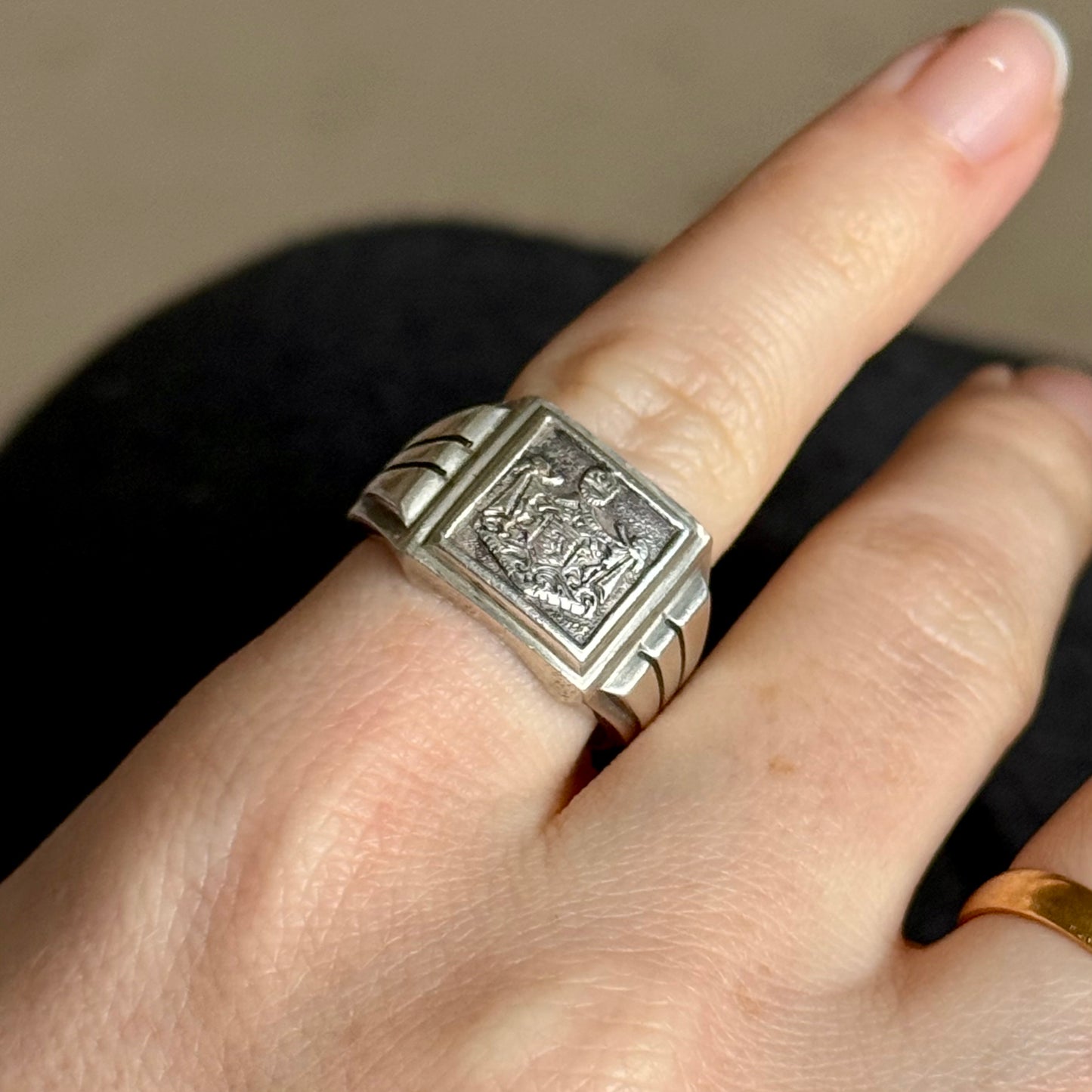 Antique Victorian Silver Heraldic Signet Ring