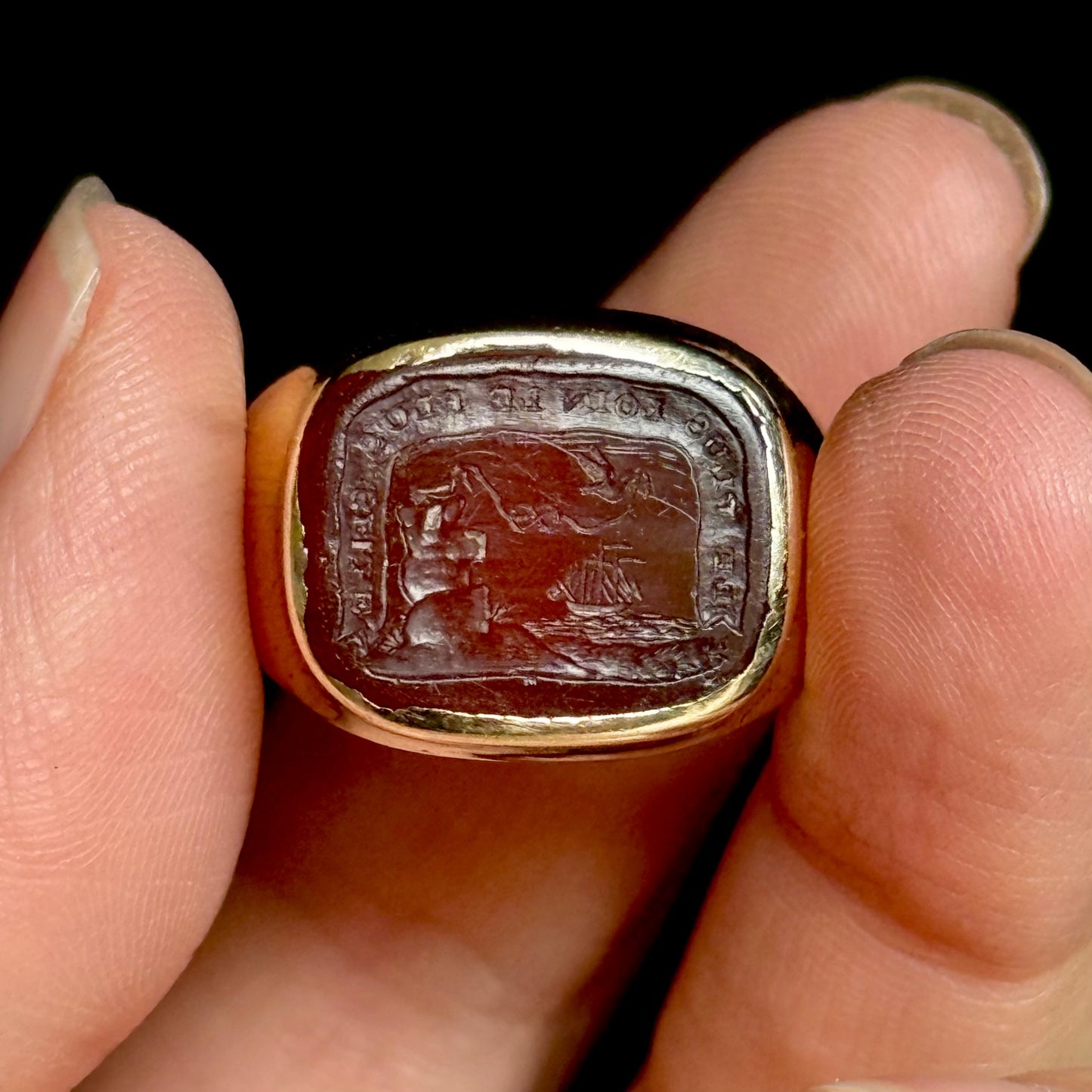 Antique Sentimental Intaglio Signet Ring
