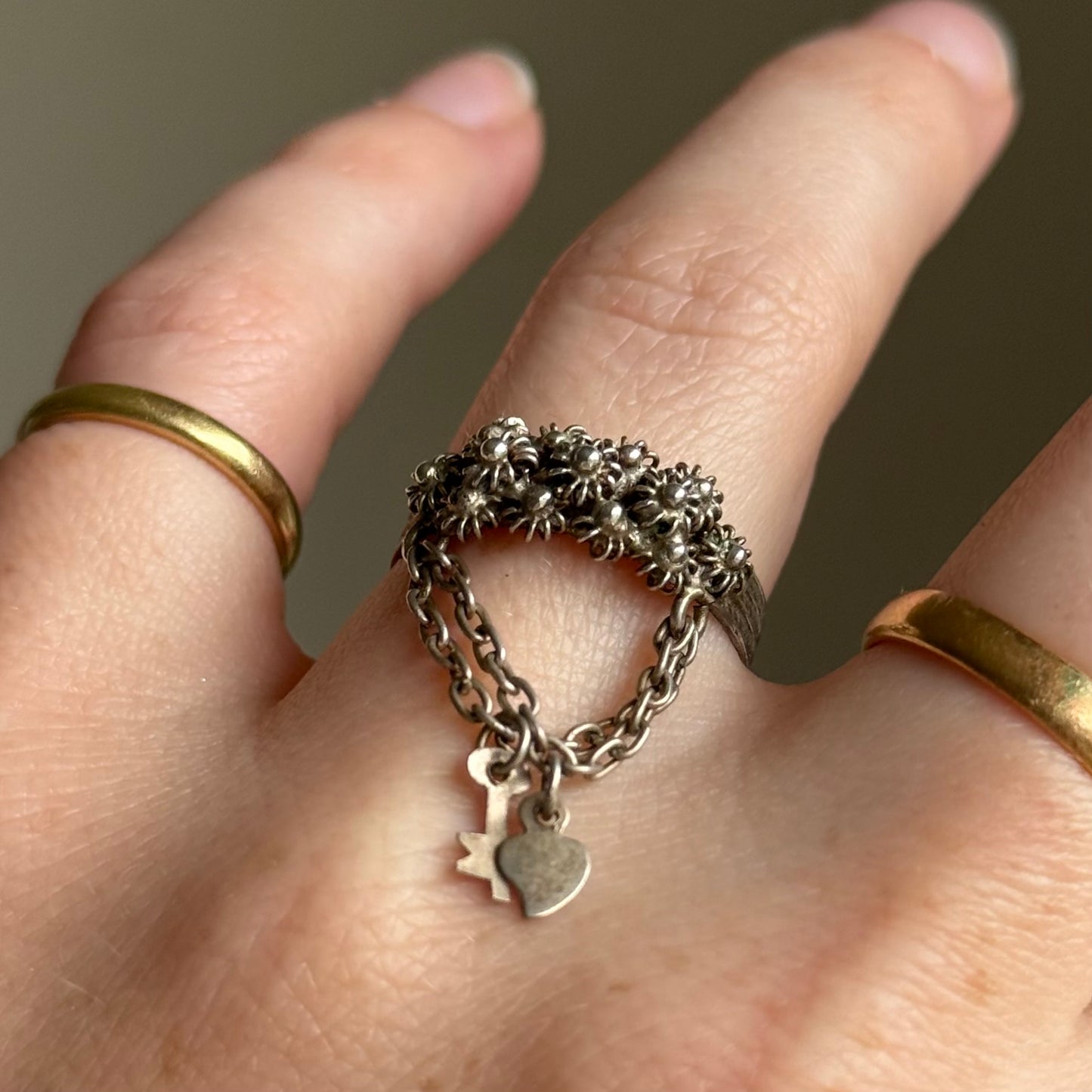 Antique Victorian Italian Cannetille Ring in Silver