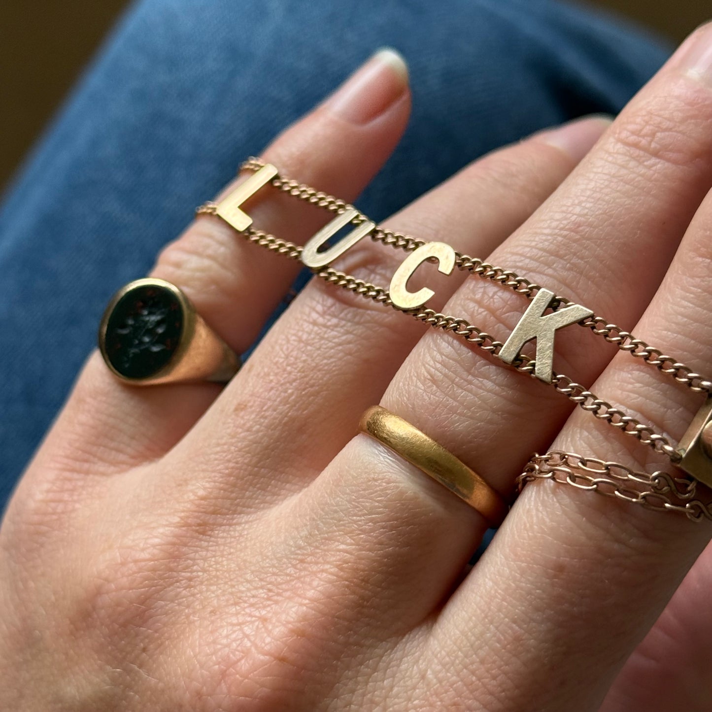 Antique Good Luck Bracelet in 9 Carat Rose Gold, Circa 1900