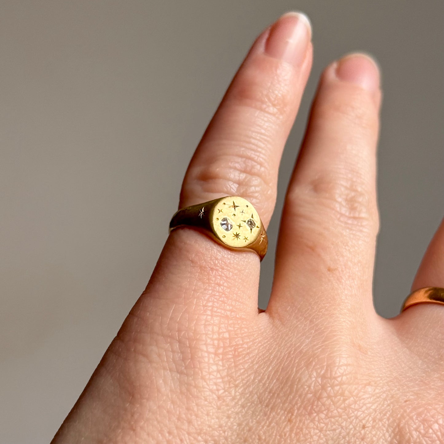 Celestial Diamond Signet Ring in 9 Carat Gold