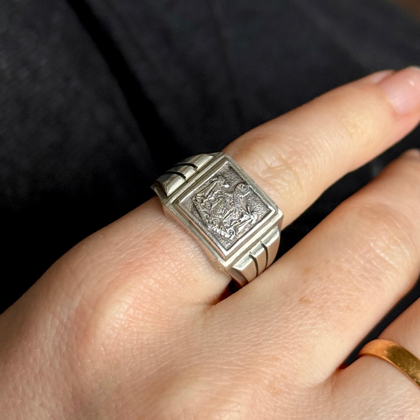Antique Victorian Silver Heraldic Signet Ring