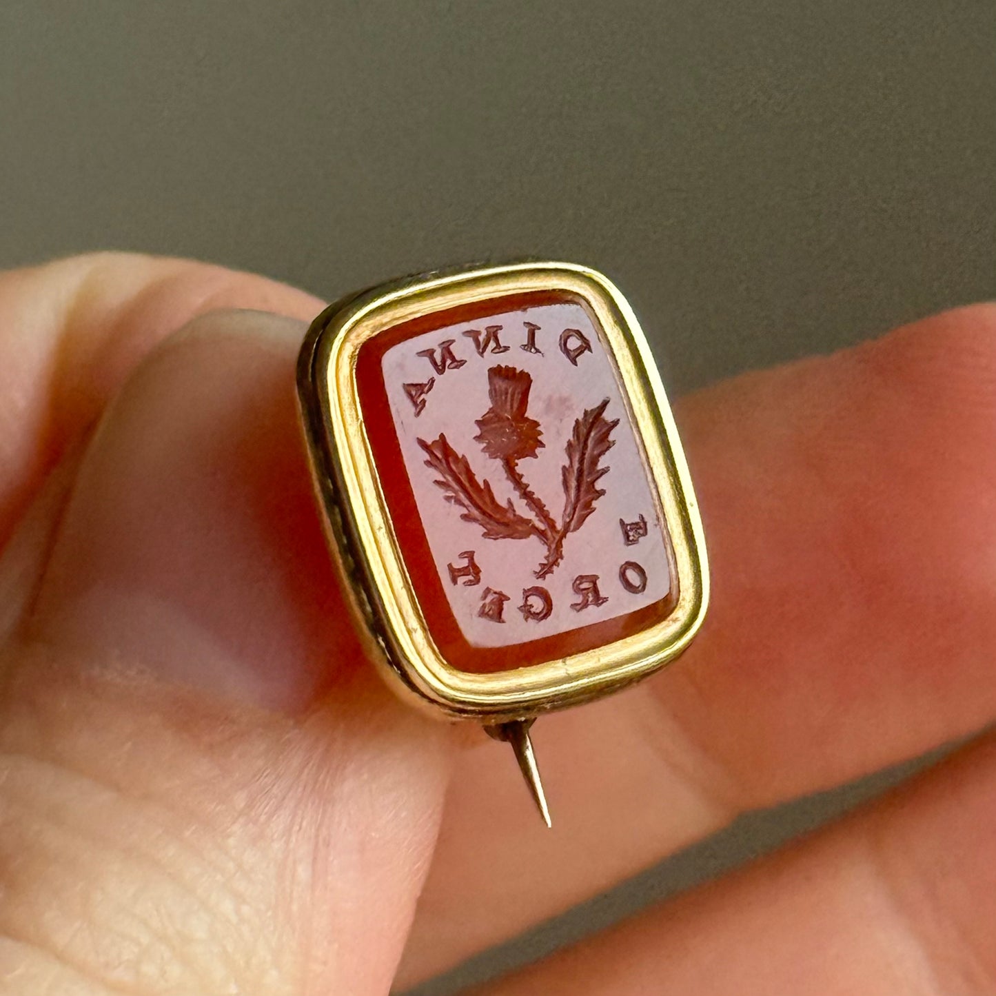 Georgian 'Dinna Forget' Carnelian Intaglio Brooch