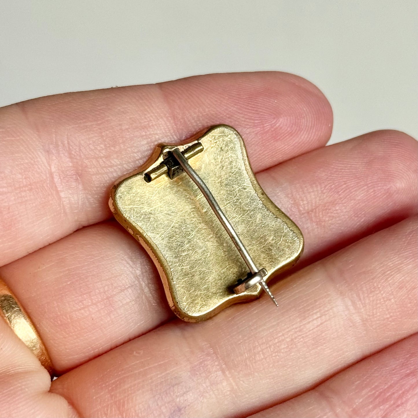 Victorian Enamel Mourning Brooch with Hair Locket; Circa 1850