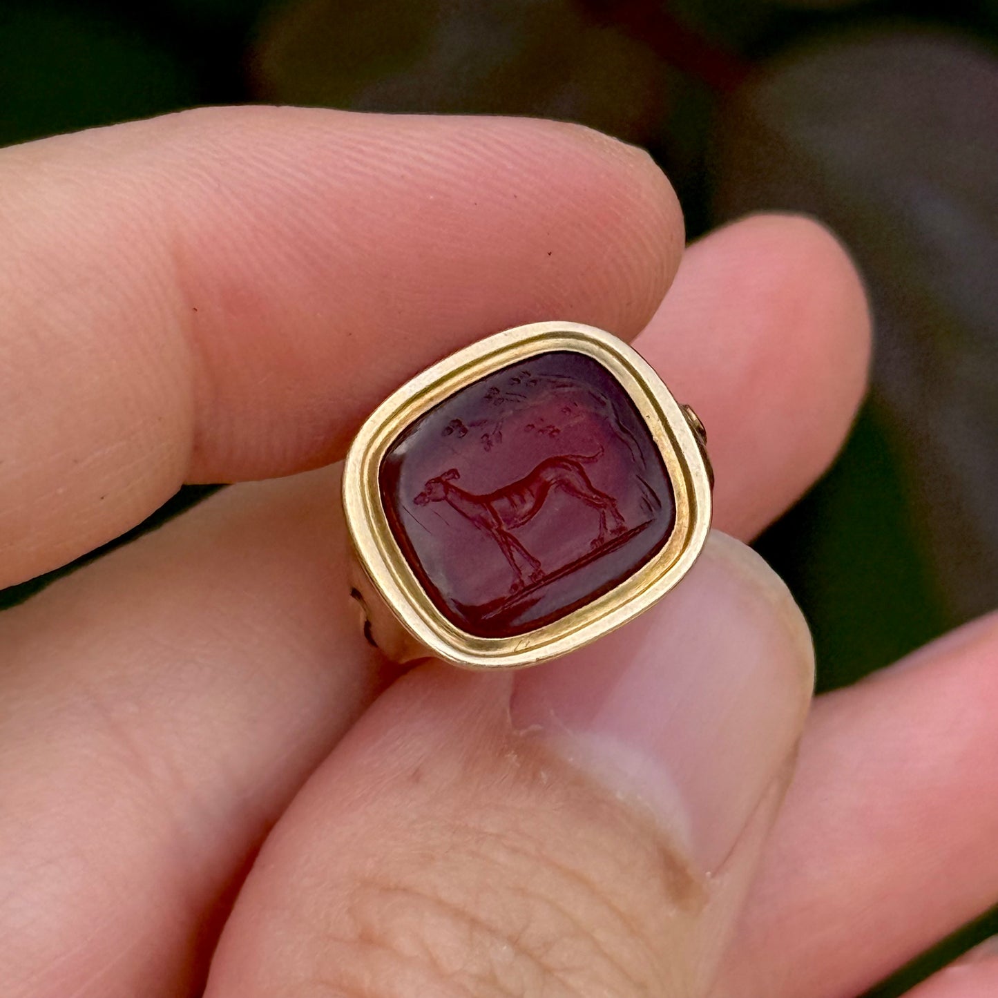 Antique French Carnelian Dog Intaglio Pendant