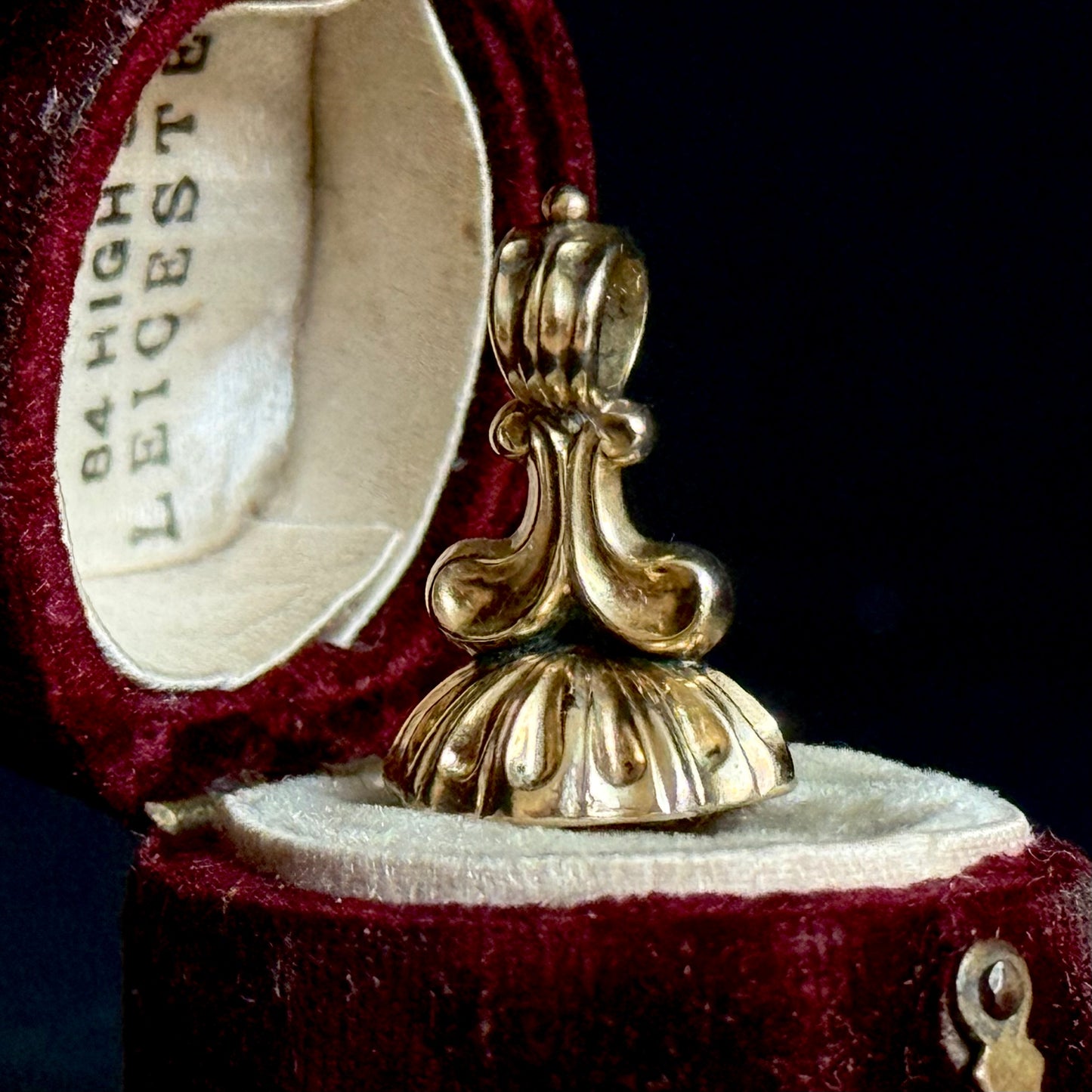 Victorian Intaglio 'Adieu' Citrine Fob in 9 Carat Gold; Circa 1890