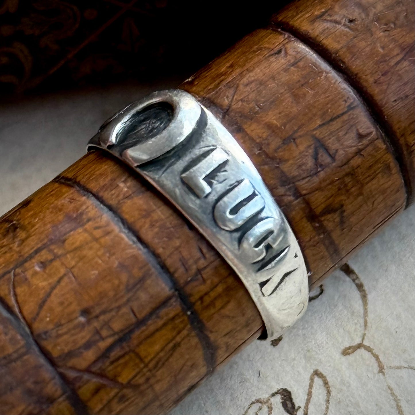 Antique Victorian Good Luck Silver Ring; Circa 1880