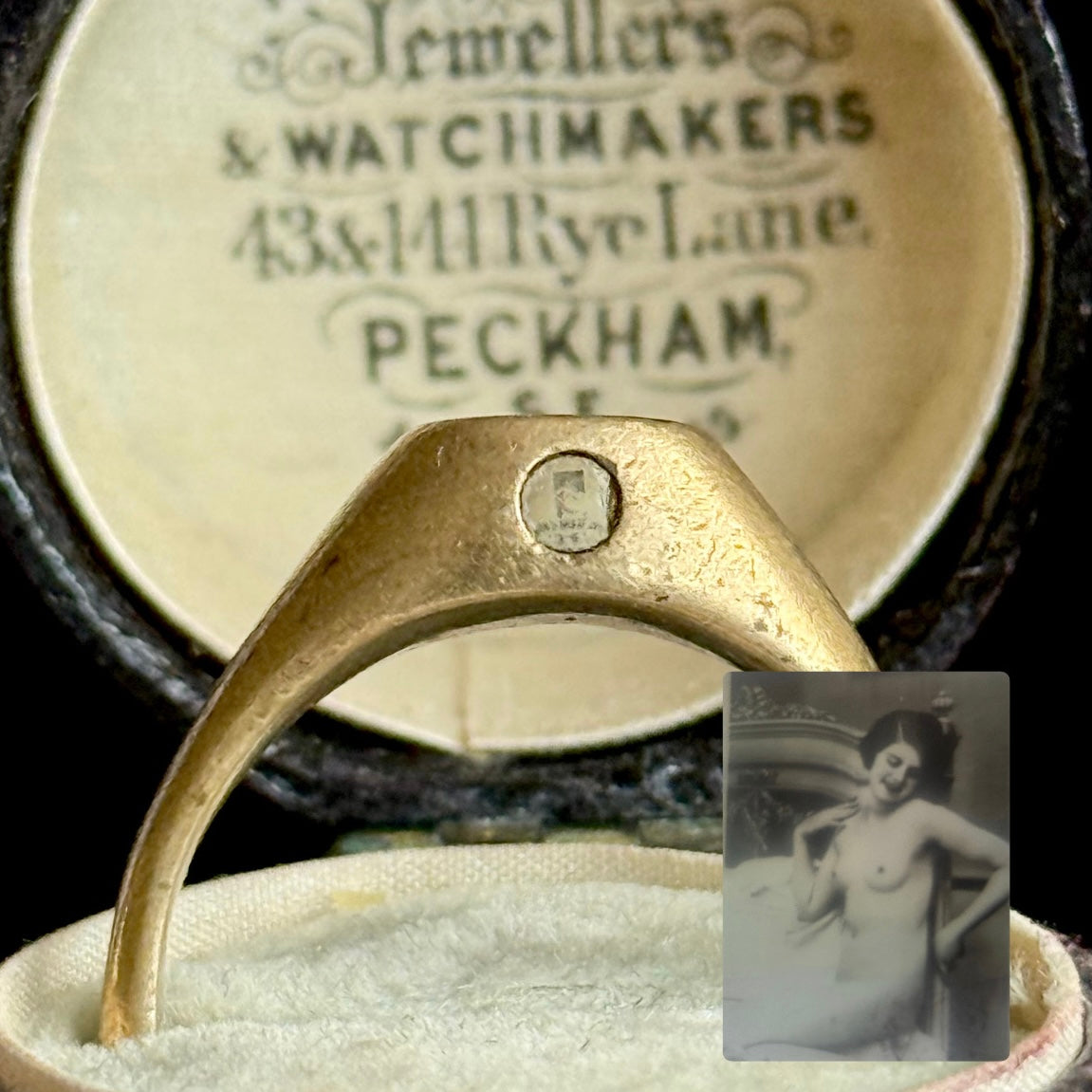 Antique Stanhope Nude Lady Signet Ring