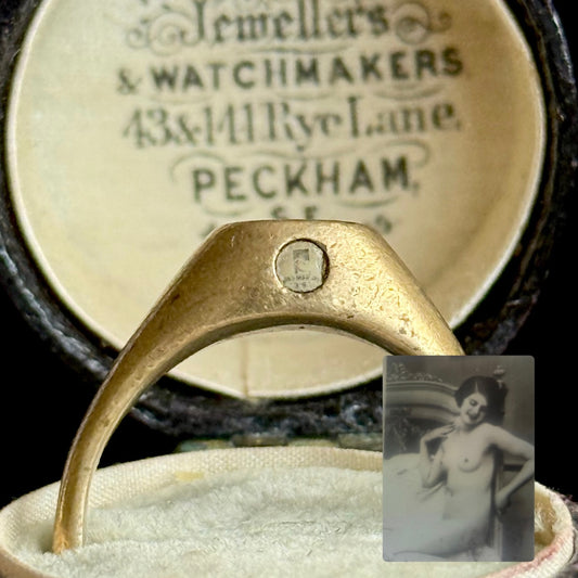 Antique Stanhope Nude Lady Signet Ring