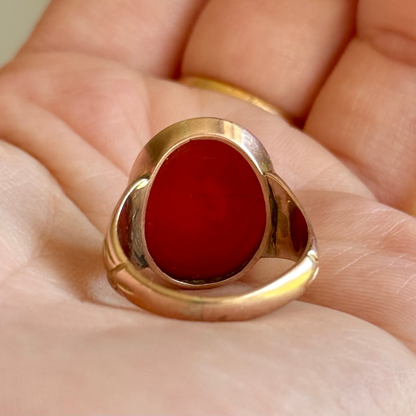 Antique Squirrel Intaglio Signet Ring in 9 Carat Gold