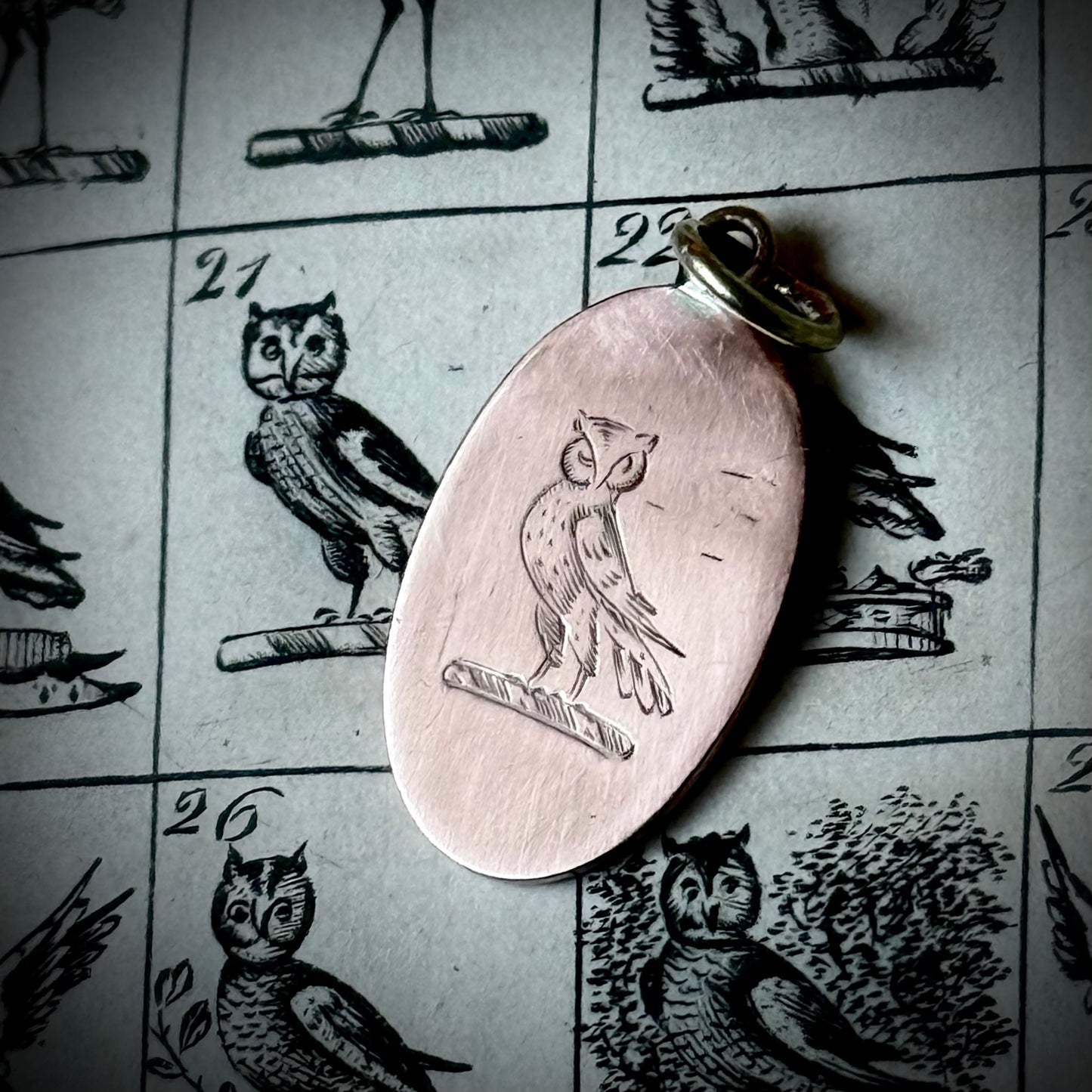 Antique 'Owl' Heraldic Pendant in 9 Carat gold (1)