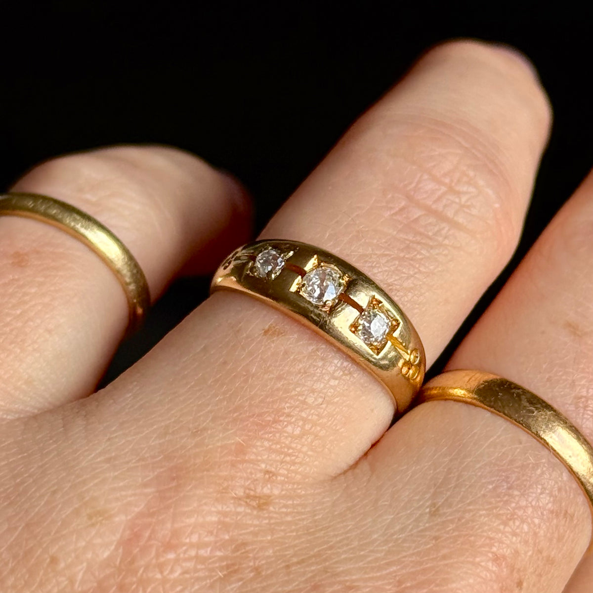 Antique Diamond Trilogy Ring in 18 Carat Gold circa 1883