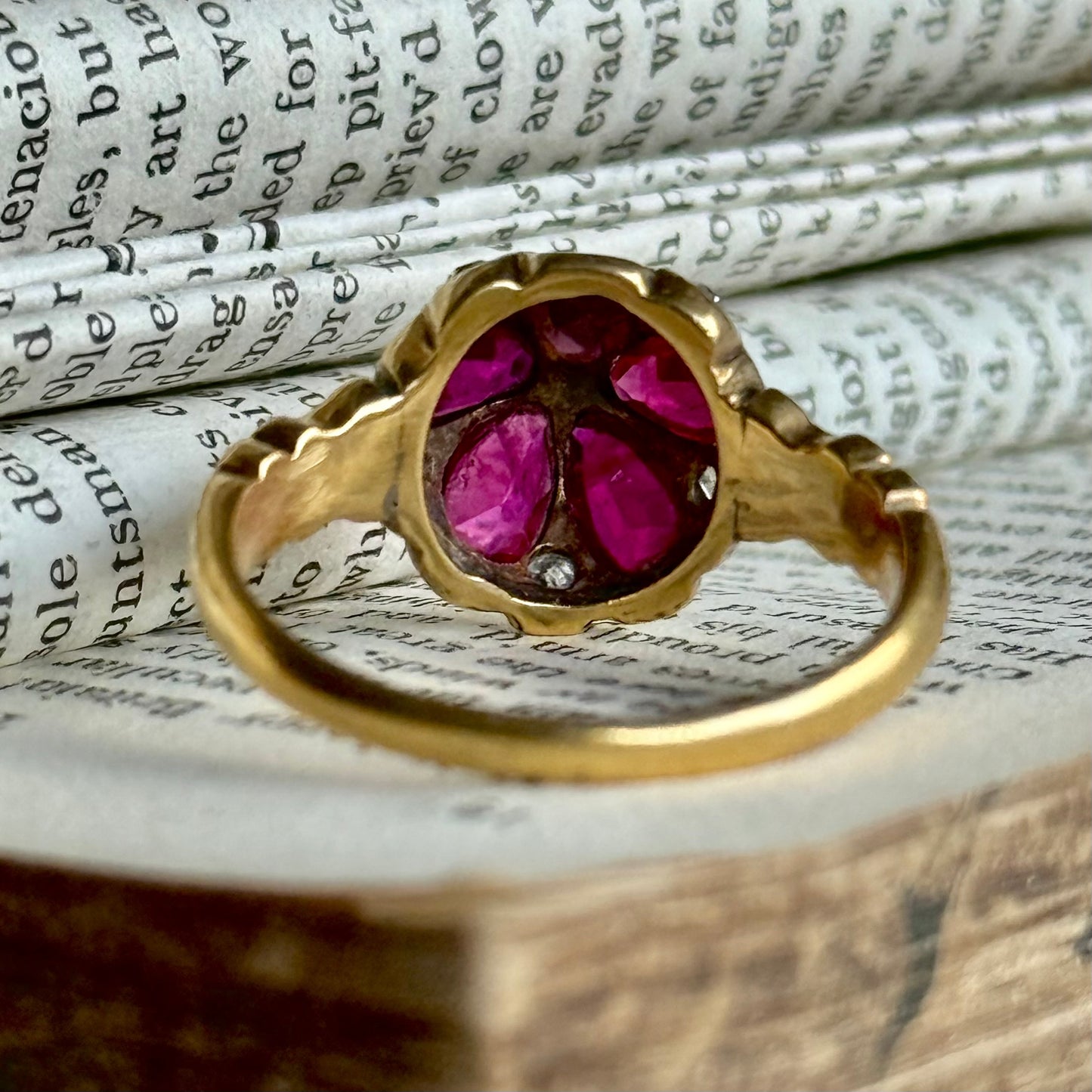 Antique Ruby & Diamond Viola Ring in 18 Carat Gold