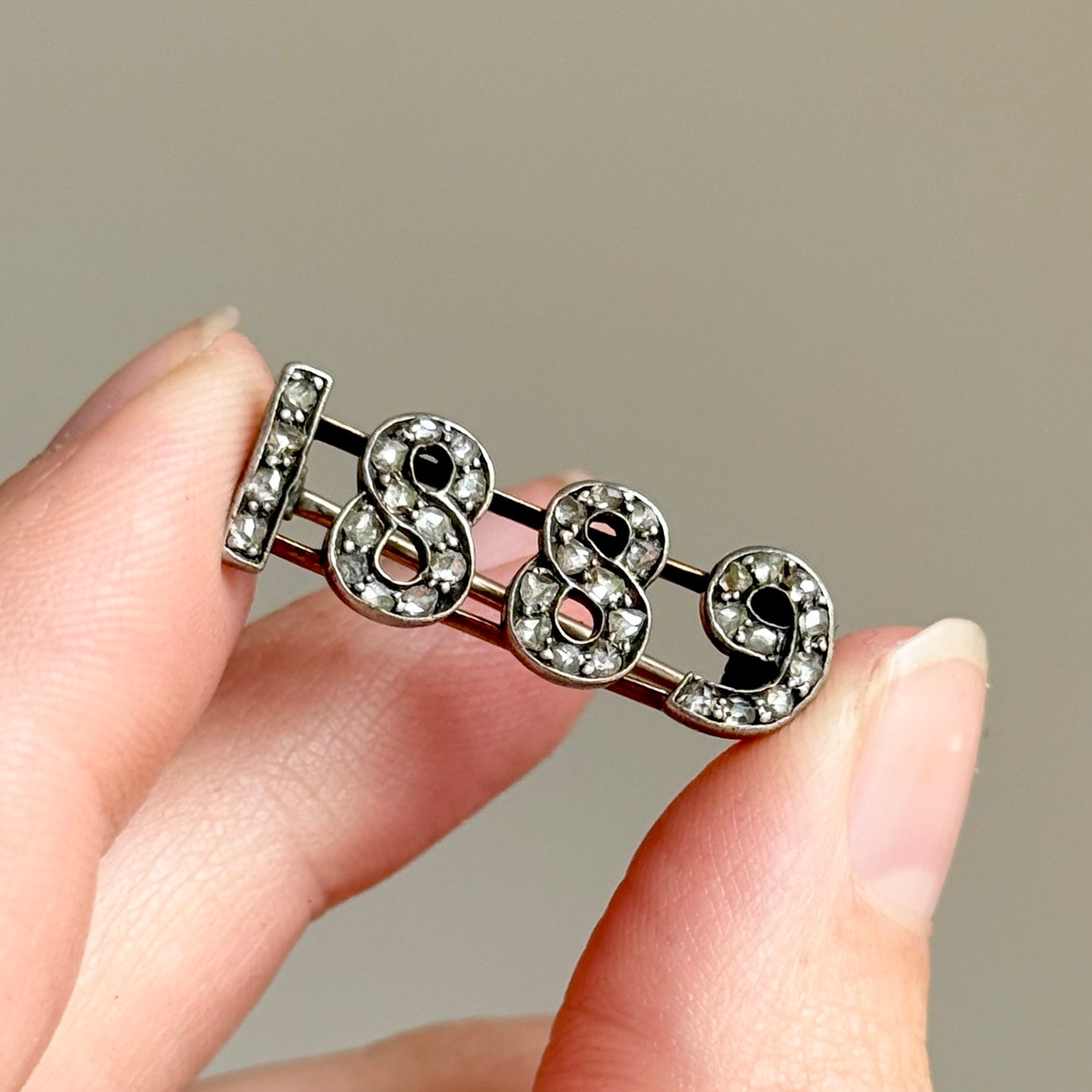 Victorian Diamond Brooch in 9 Carat Gold; Circa 1889