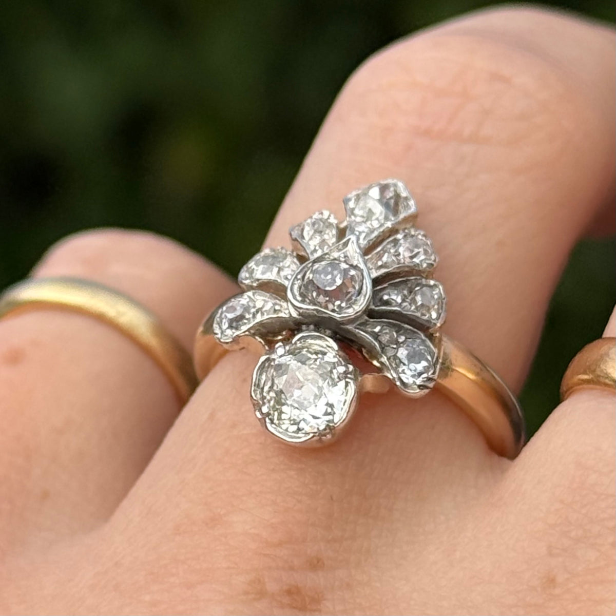 Antique Edwardian Diamond Cluster Ring in 9 Carat Gold; circa 1900