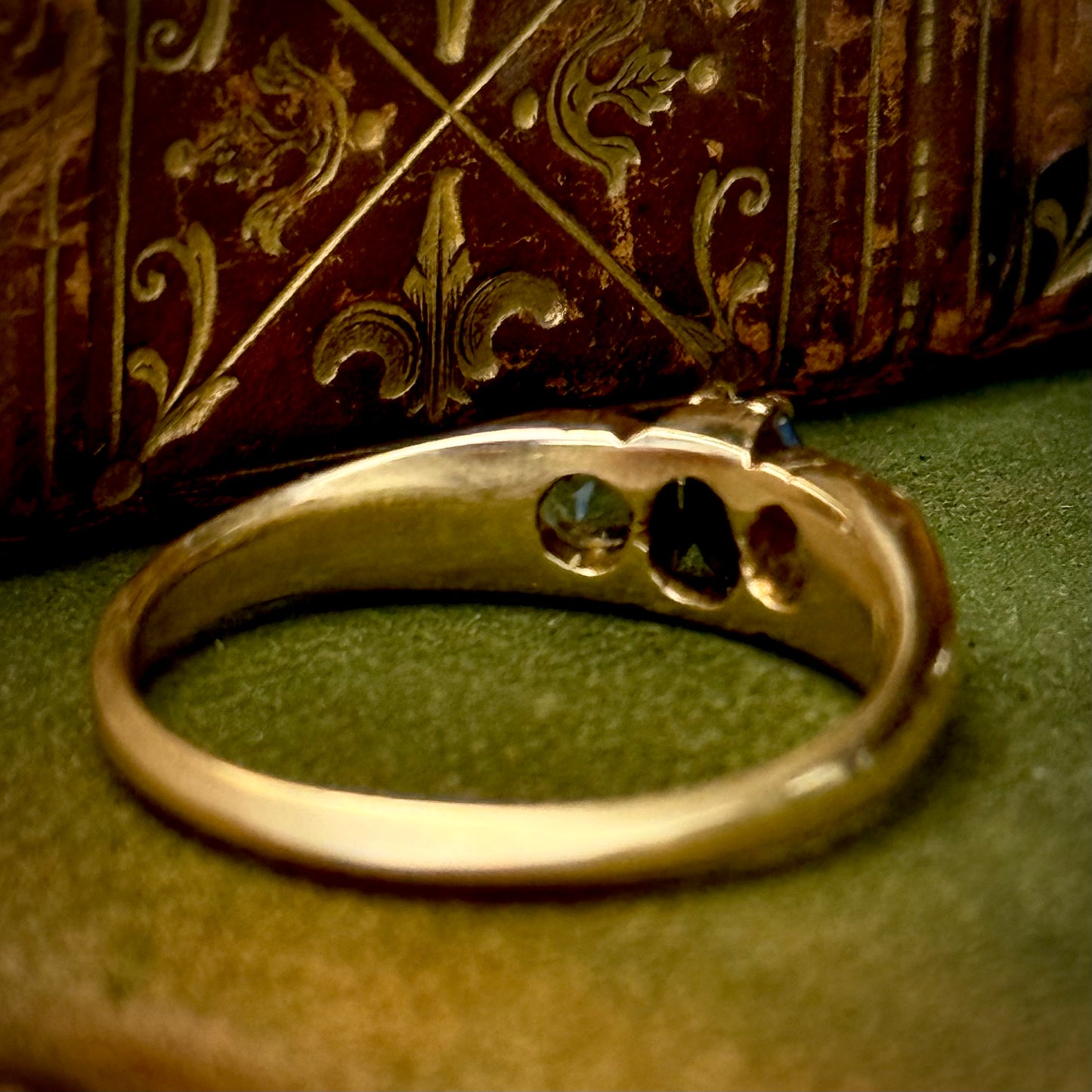 Antique Sapphire & Blue Topaz Trilogy Ring