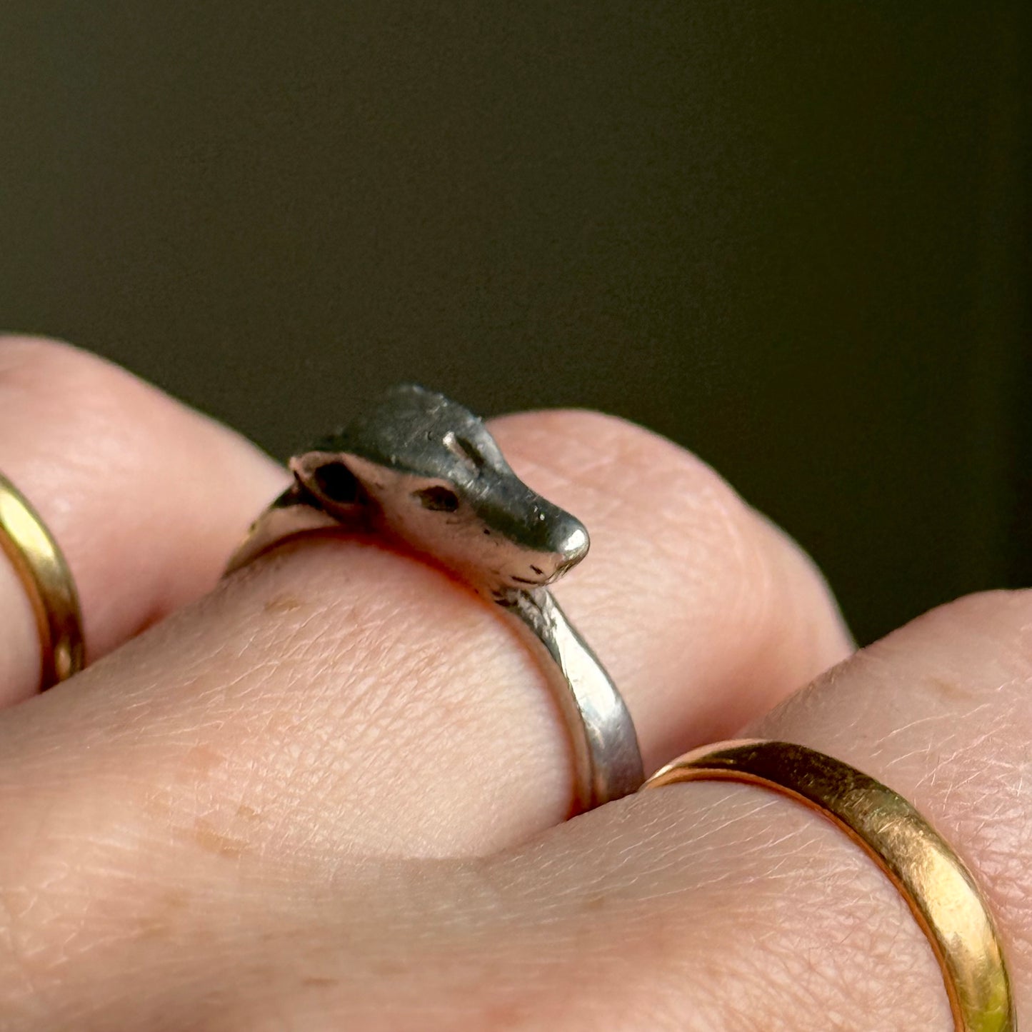 Vintage Stylised Greyhound Ring in Silver