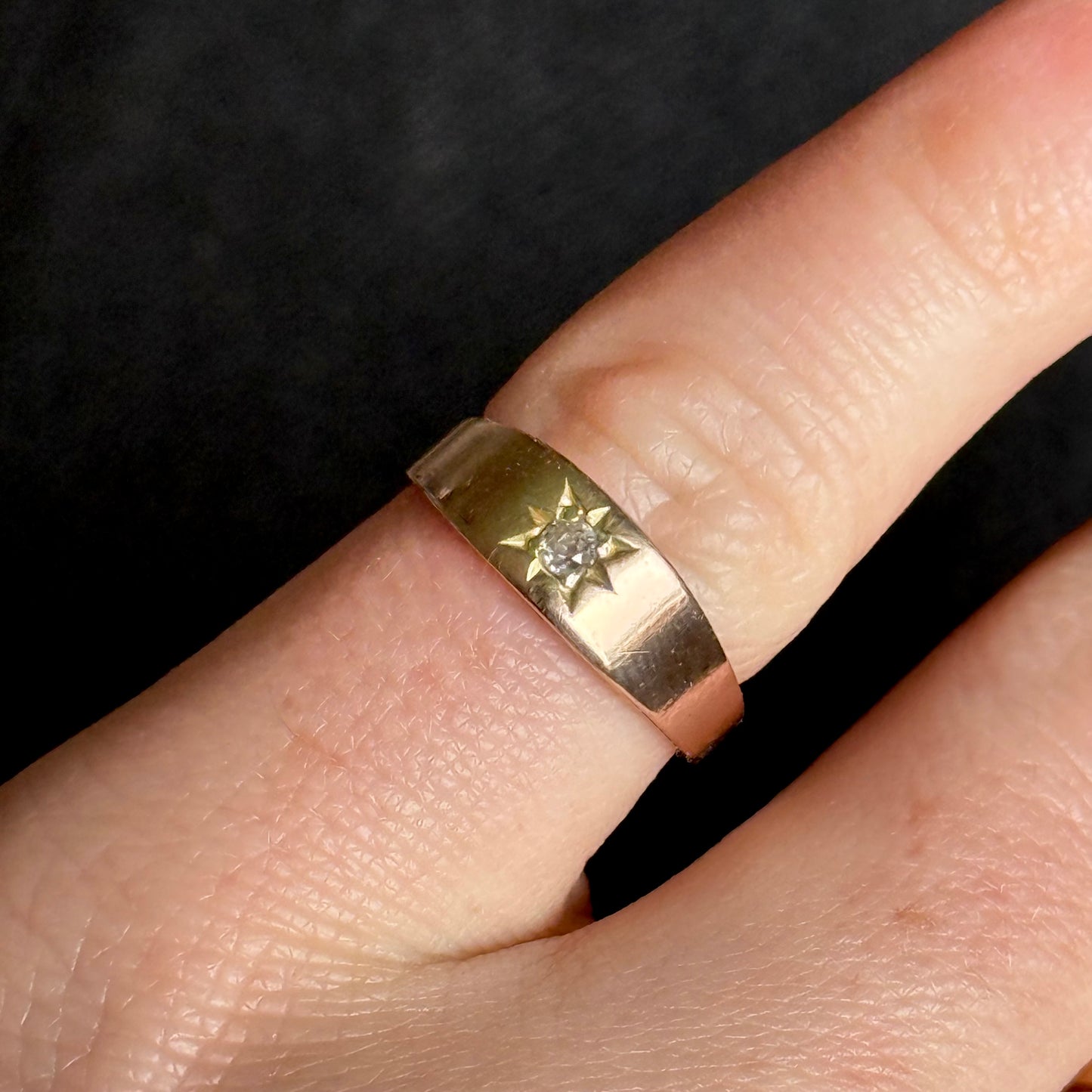 Antique Victorian Diamond Starburst Ring in 9 Carat Gold; Circa 1895