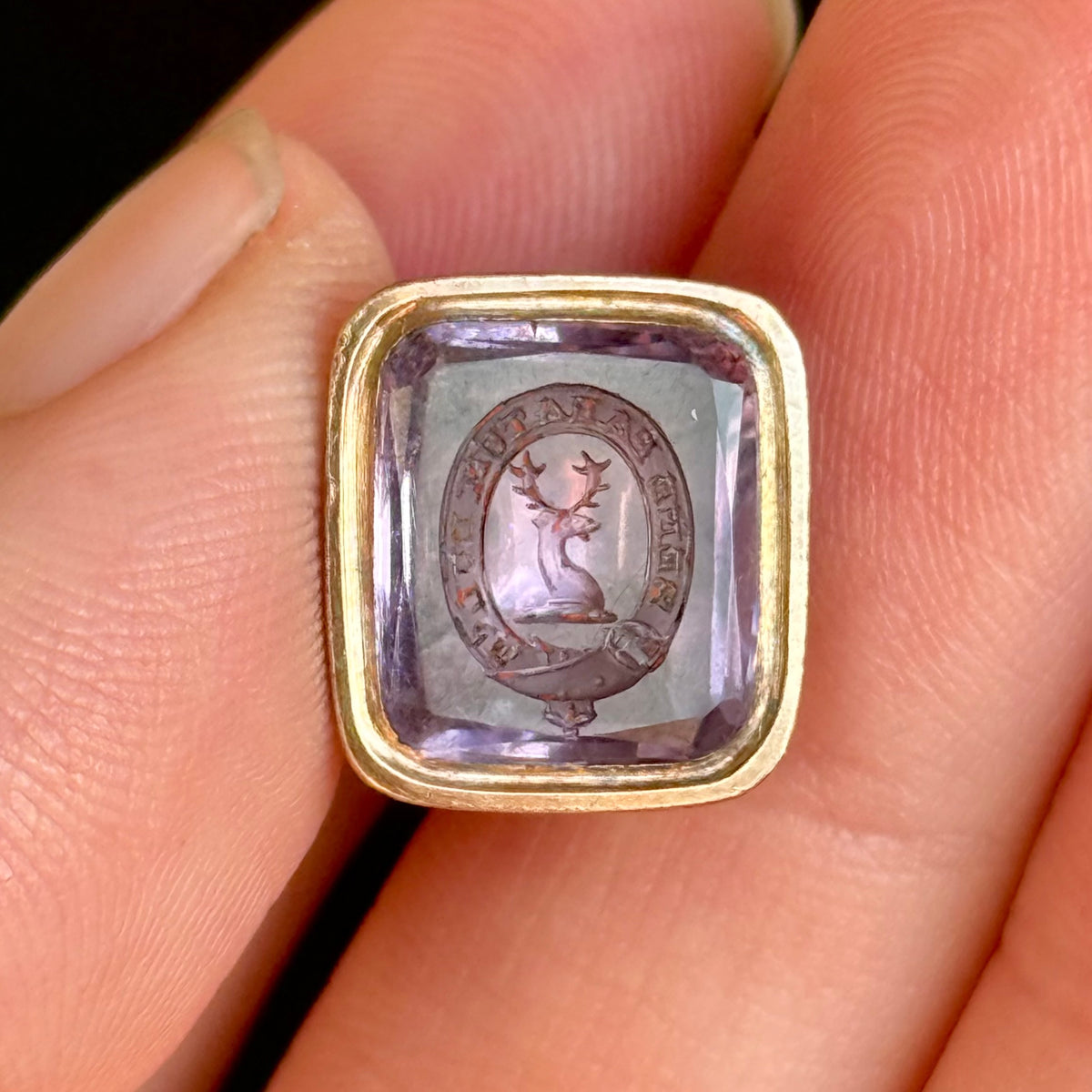 Georgian Amethyst Scottish Fox Intaglio Fob; Circa 1830