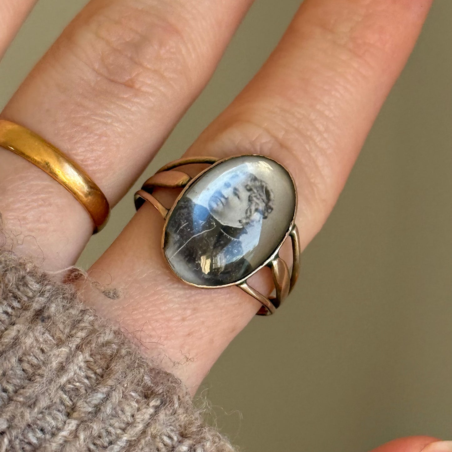 Antique Victorian Mourning 'Mary' Portrait Ring; Circa 1860