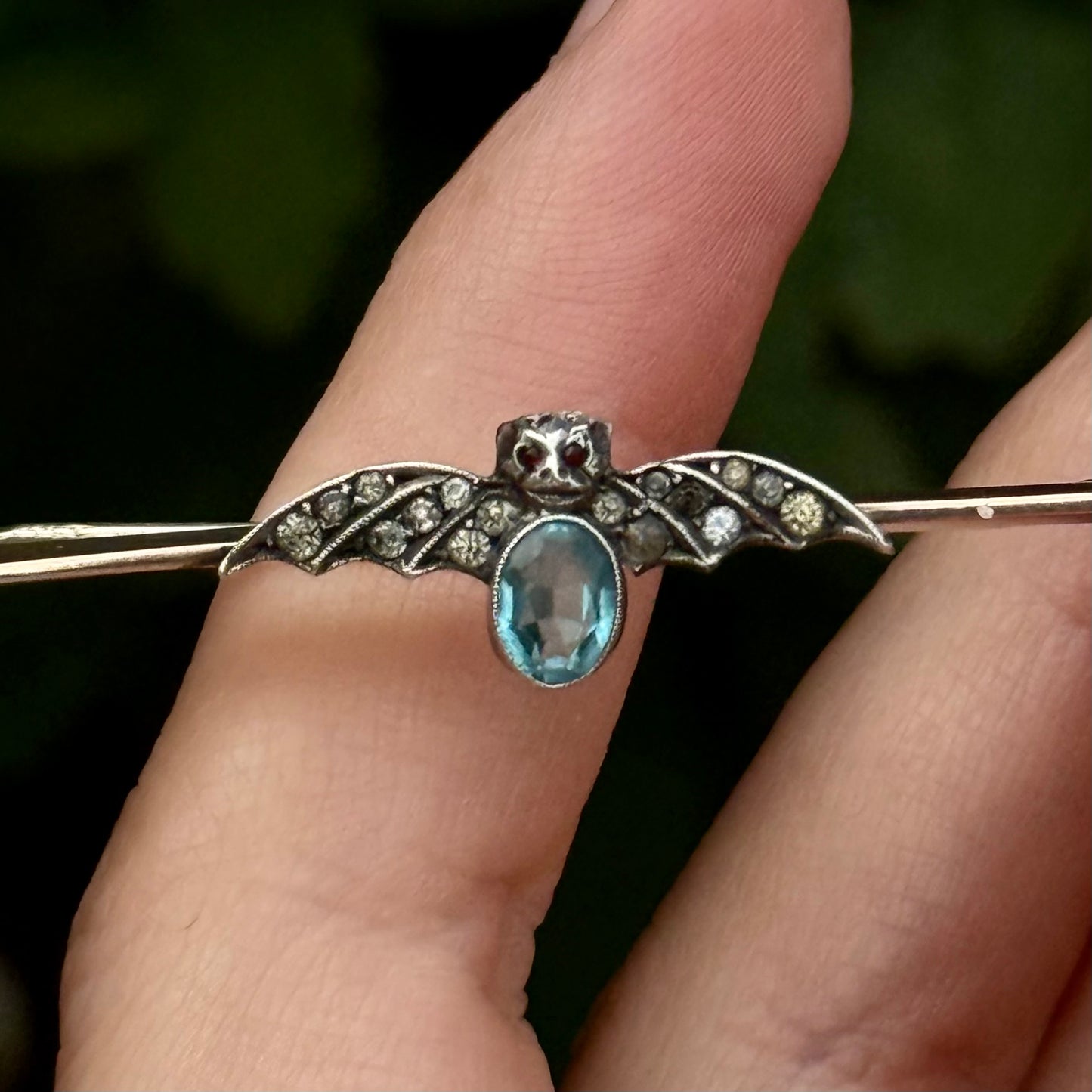 Edwardian Paste Bat Brooch in 9 Carat Gold