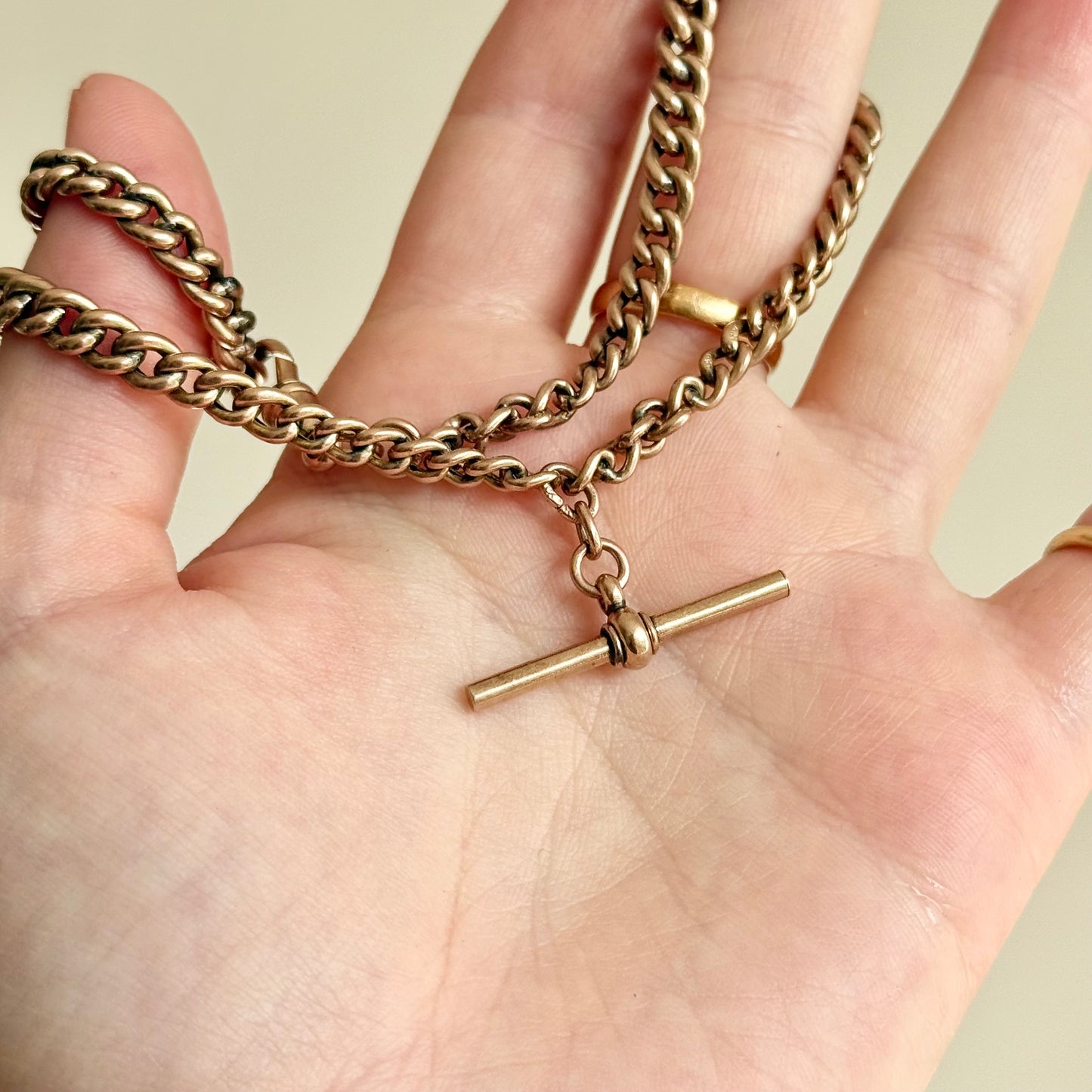 Miniature antique Albert Chain in 9 Carat Rose Gold; Circa 1895