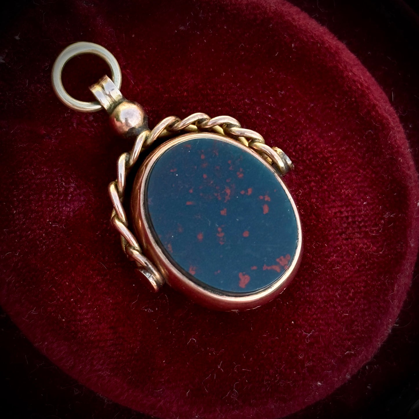 Antique Victorian Heraldic Intaglio Spinning Pendant