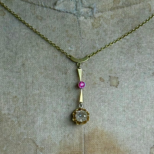 Late Victorian Ruby & Diamond Pendant; Circa 1900