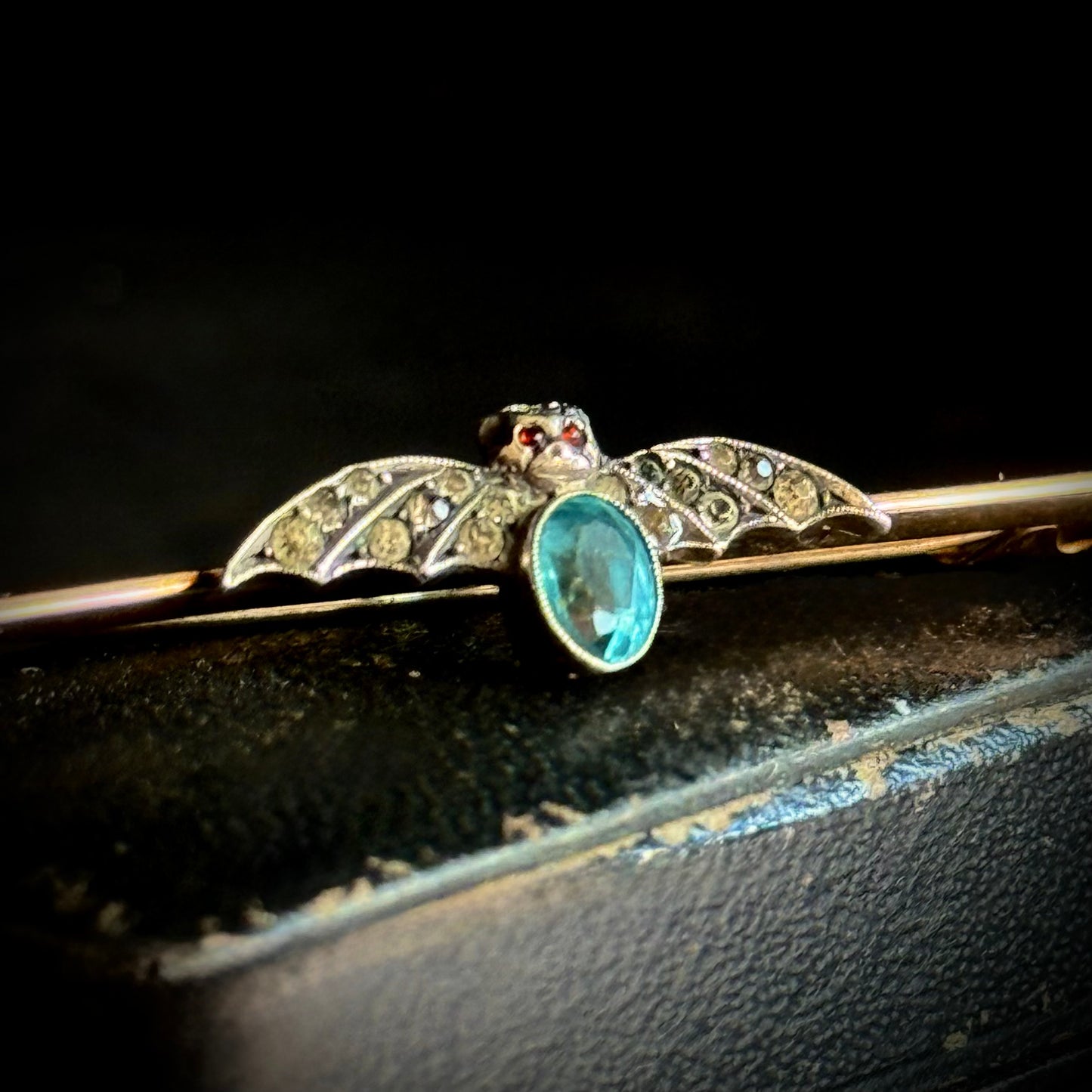 Edwardian Paste Bat Brooch in 9 Carat Gold