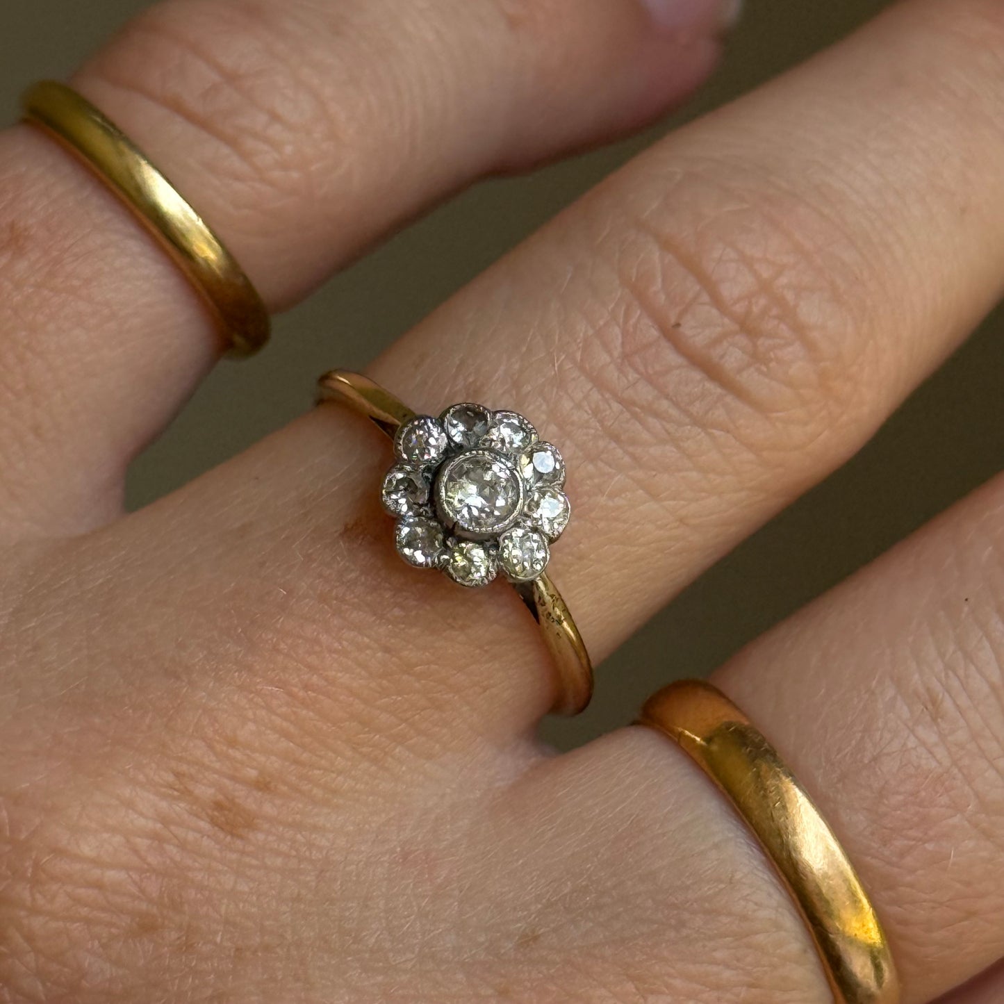 Antique Diamond Cluster Ring in 18 Carat Gold; Circa 1900