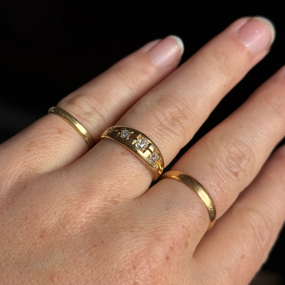 Antique Diamond Trilogy Ring in 18 Carat Gold circa 1883