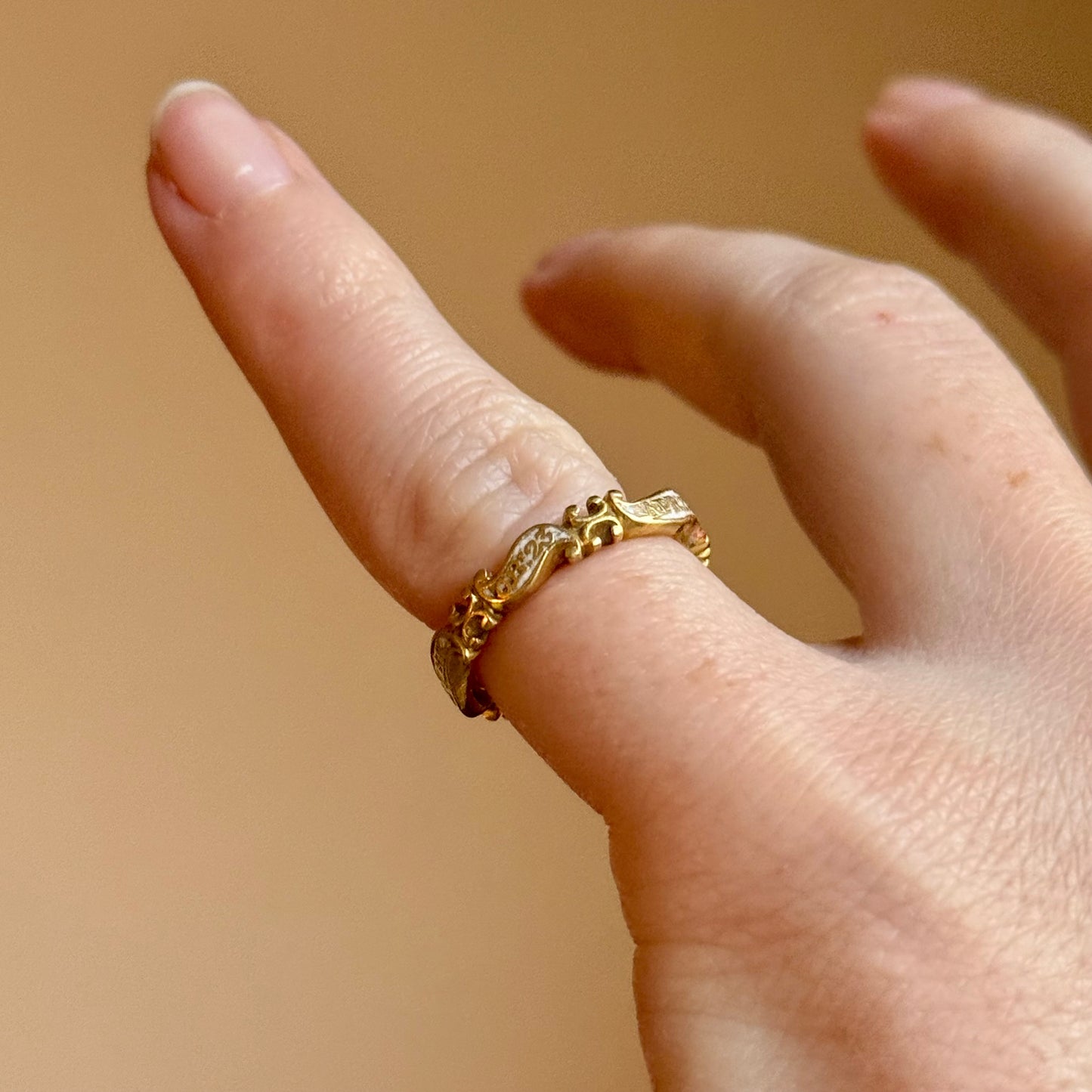Georgian White Enamel Mourning Ring; Circa 1746