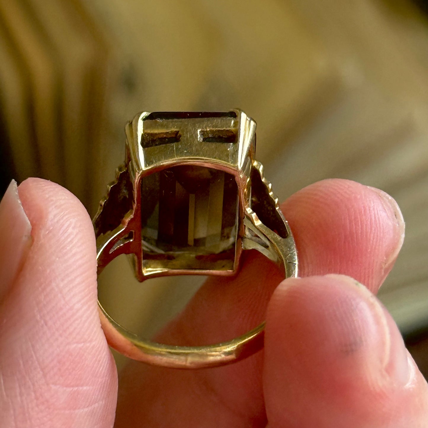 Vintage Statement Smokey Quartz Ring in 9 Carat Gold