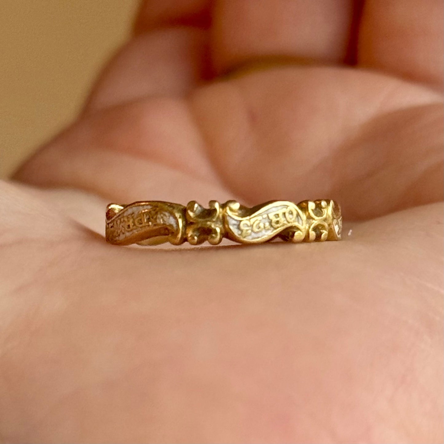 Georgian White Enamel Mourning Ring; Circa 1746
