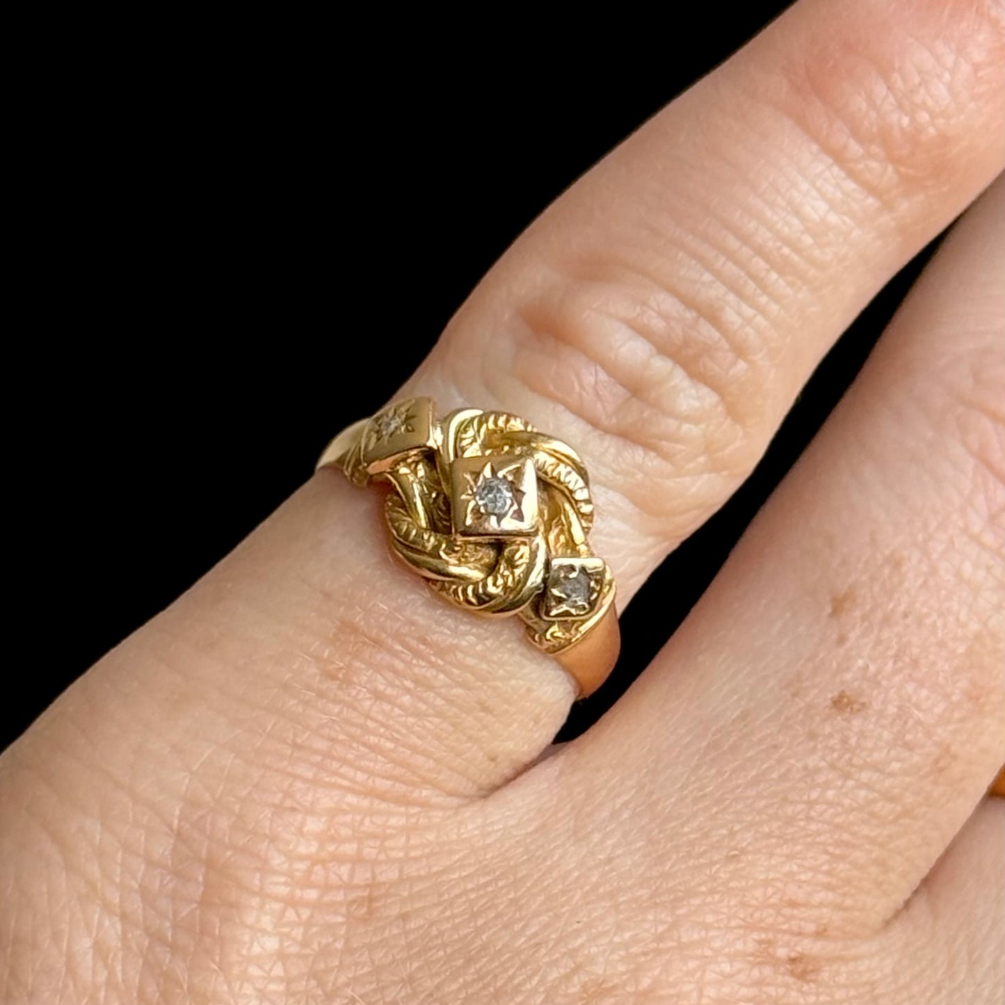Antique Diamond Trilogy Knot Ring in 18 Carat Gold