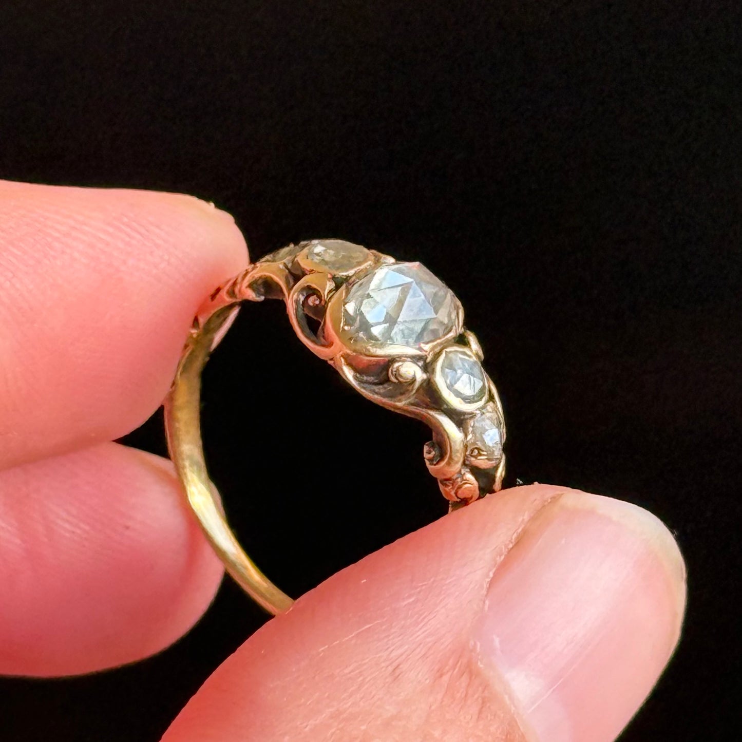 Antique Georgian Rose Cut Diamond Five Stone Ring