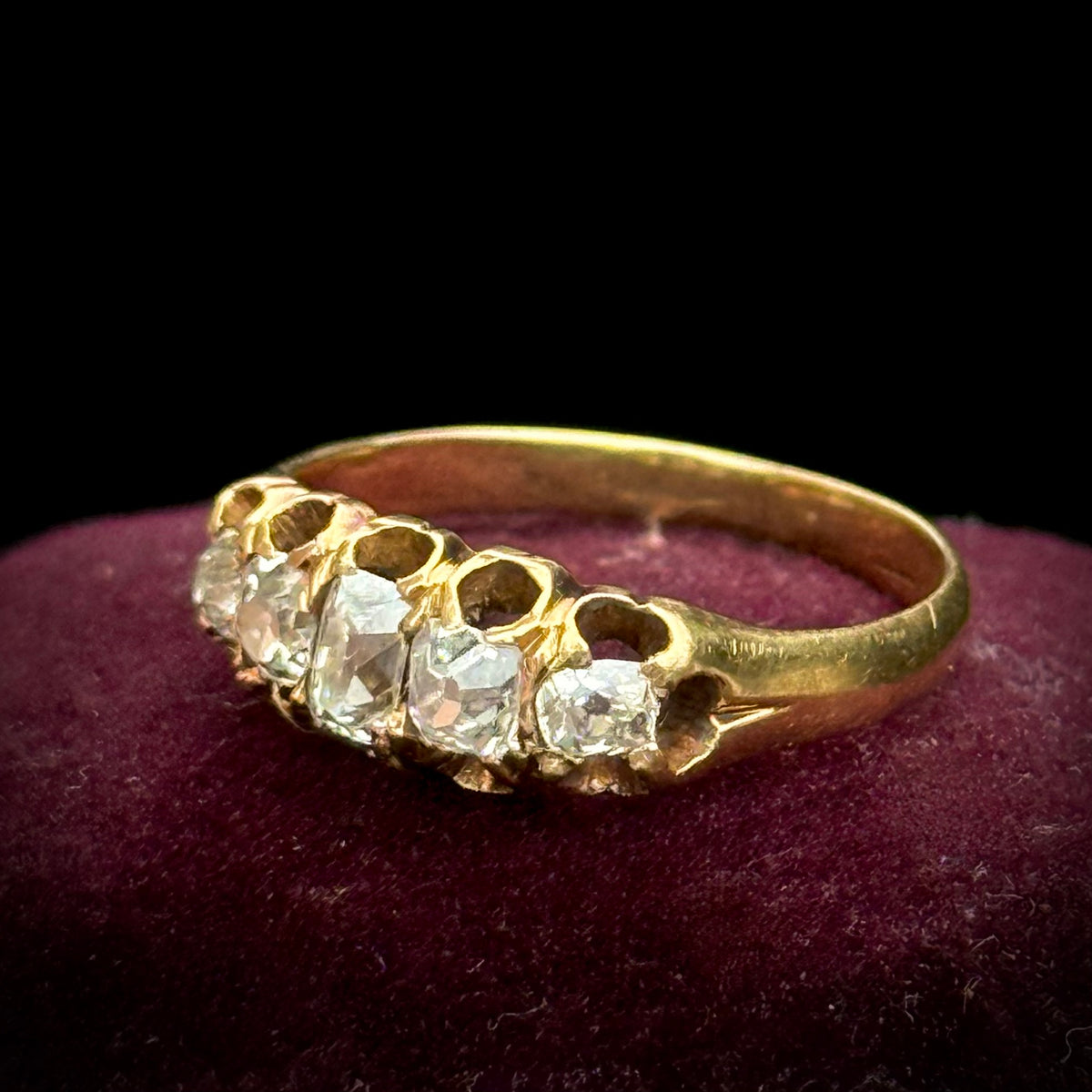 Antique Five Stone Diamond Ring in 18 Carat Gold; Circa 1880