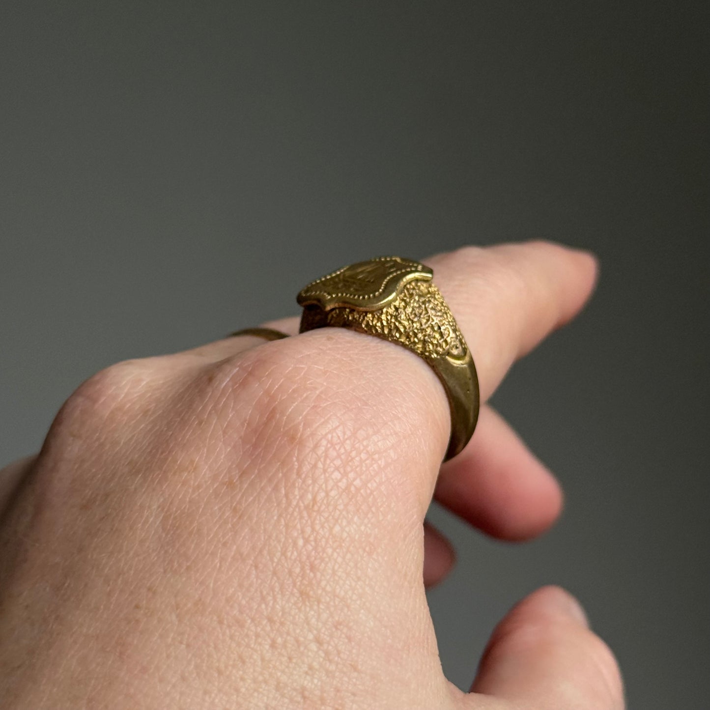 Victorian Heavy Nautical Ship Intaglio Signet ring; Circa 1885