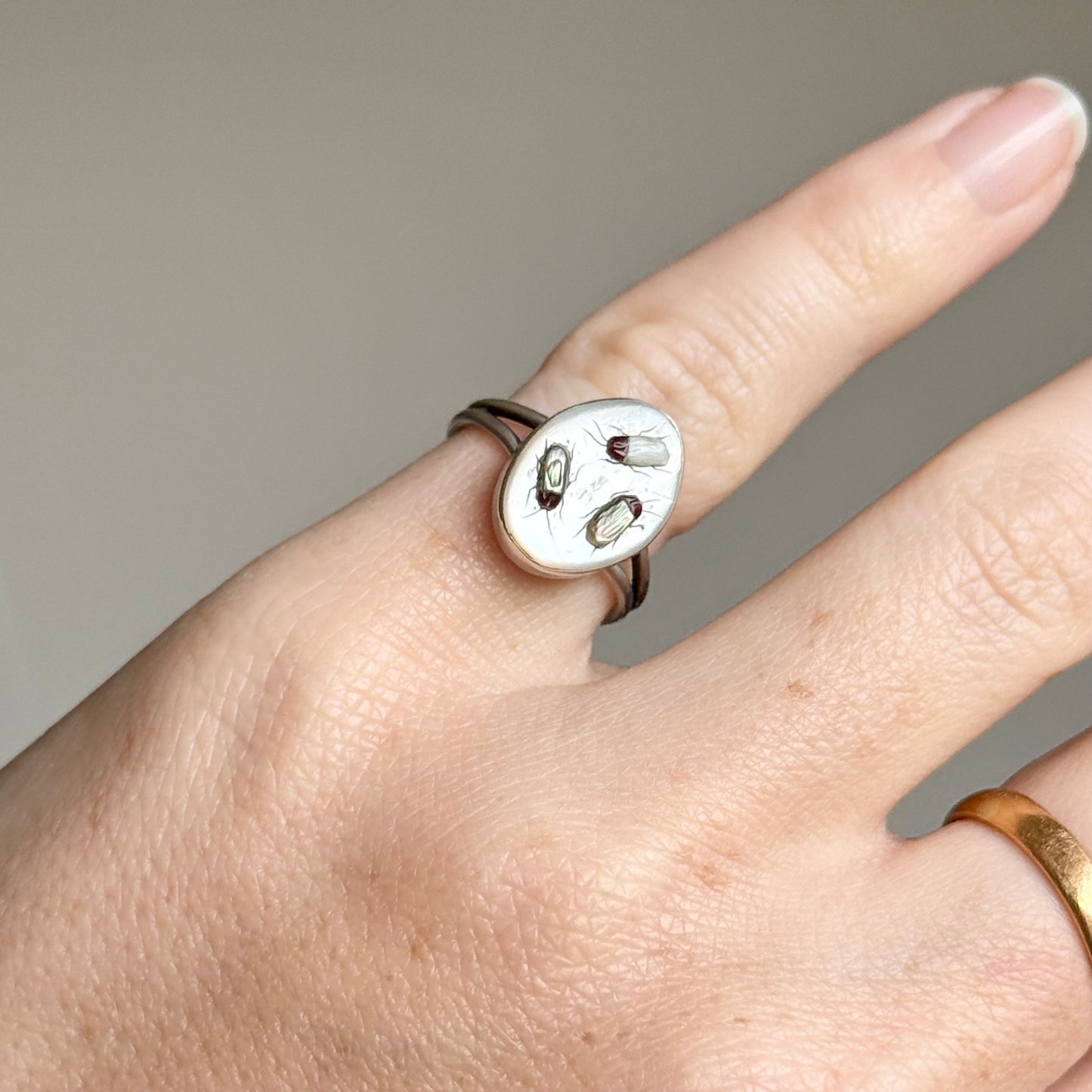 Vintage Shibayama Ring in Sterling Silver