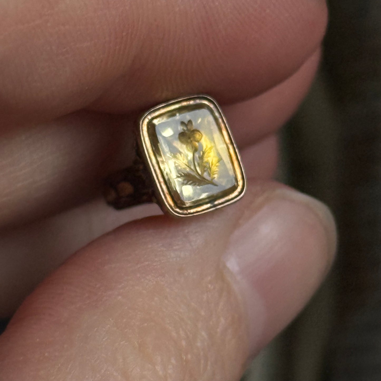 Antique Sentimental Violet Intaglio Fob; Circa 1850