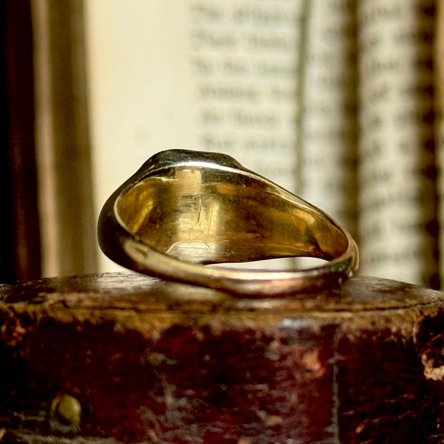 Antique Love Bird Intaglio Signet Ring in 9 Carat Gold; Circa 1860