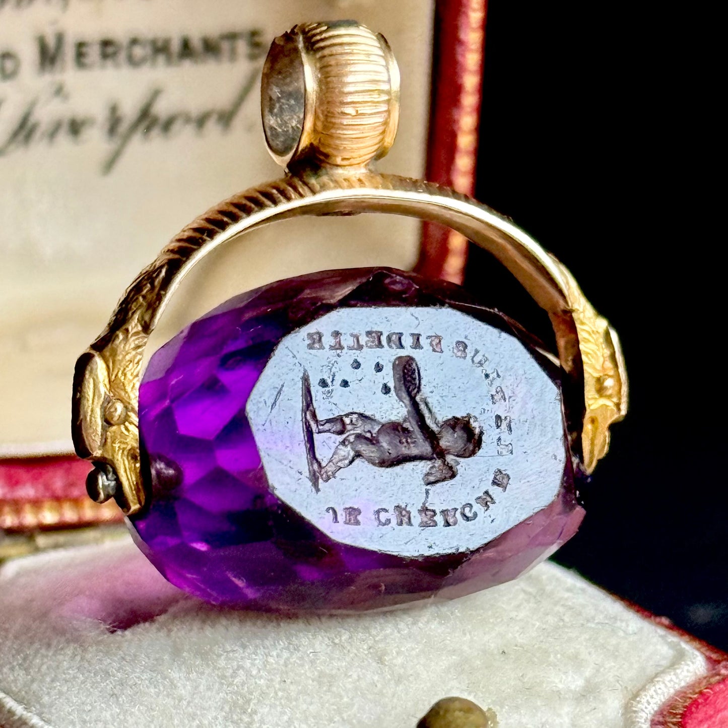 Victorian French Triple Sided Snake Fob Seal in 15 Carat Gold; Circa 1850