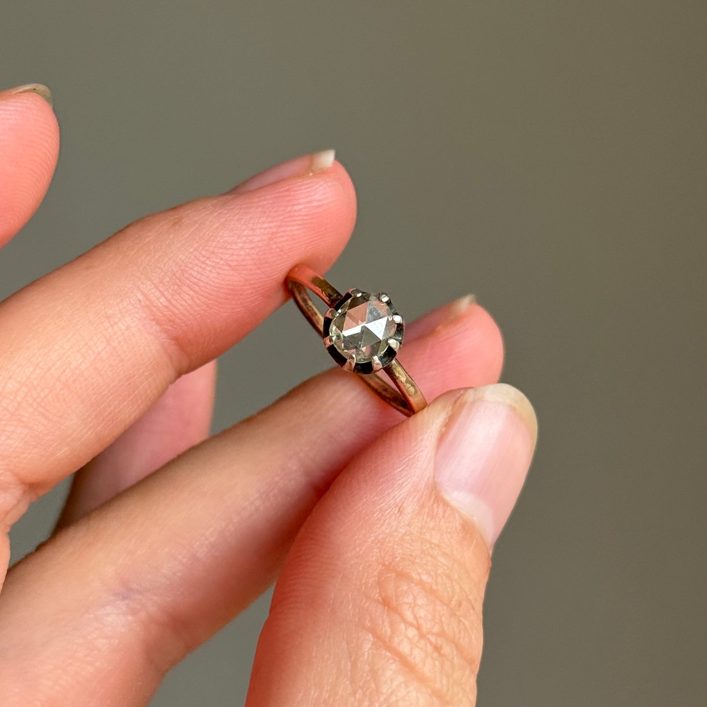 Georgian Rose Cut Diamond Ring in 9 Carat Rose Gold