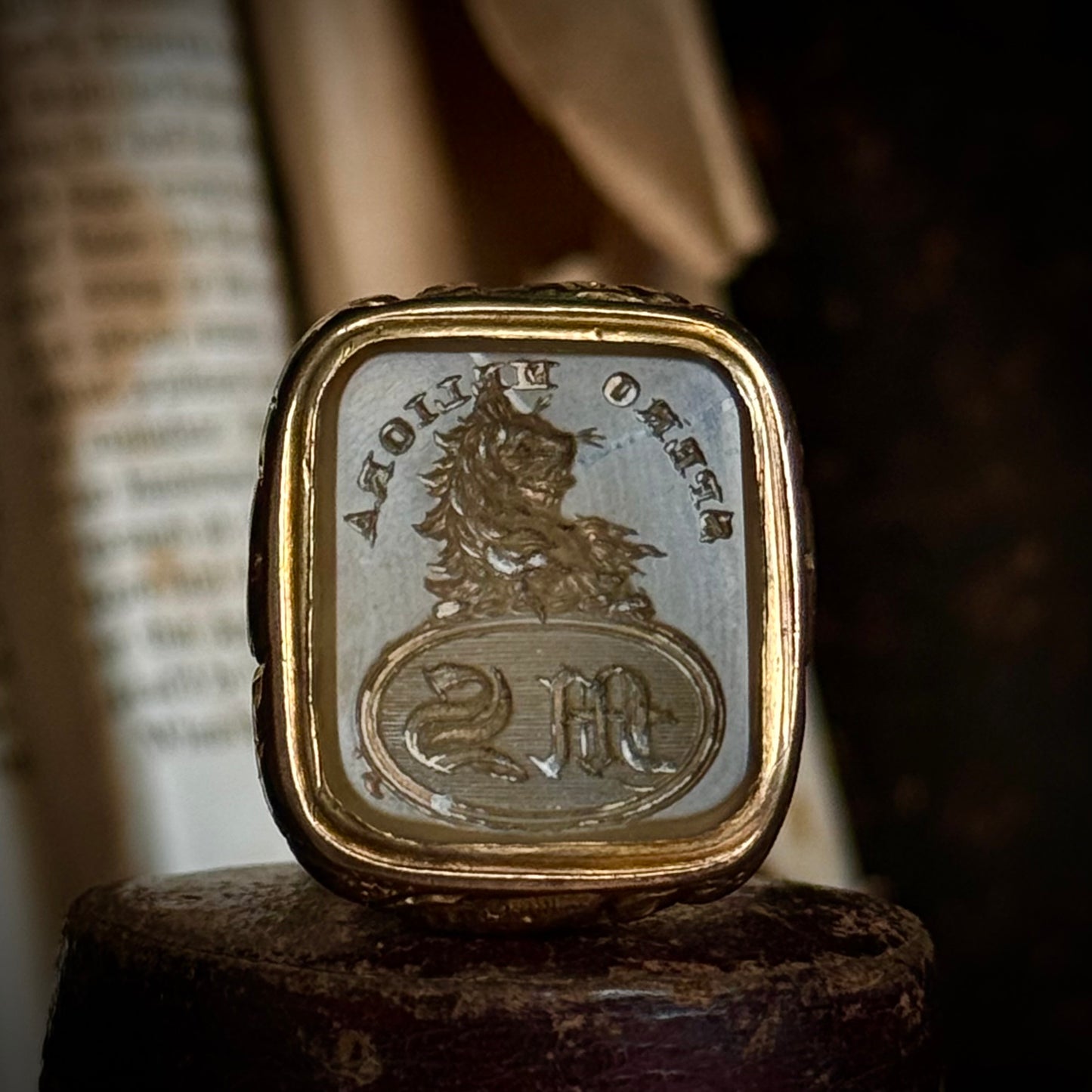 Victorian "I hope for better things" Intaglio Lion Fob Pendant