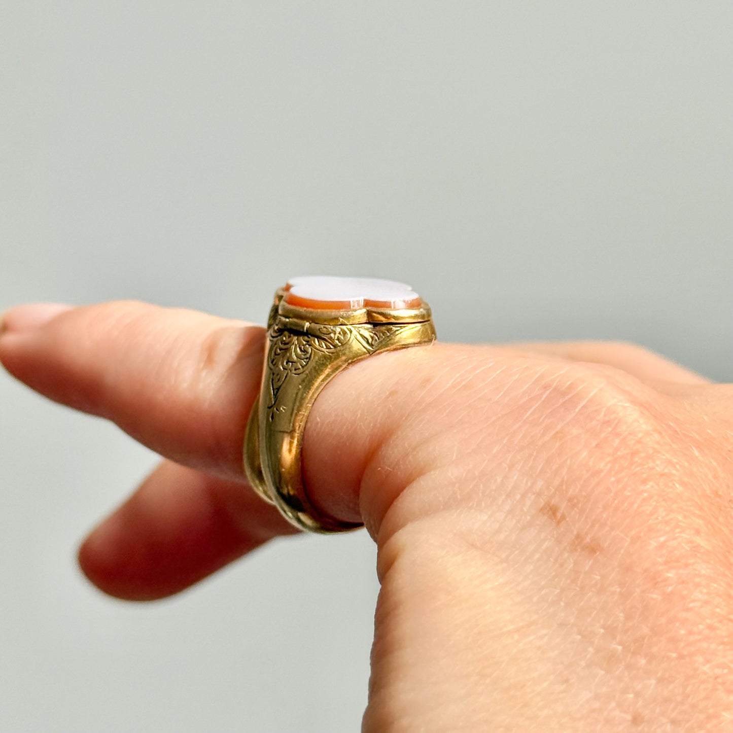 Victorian Locket Signet Ring in 9 Carat Gold; Circa 1880