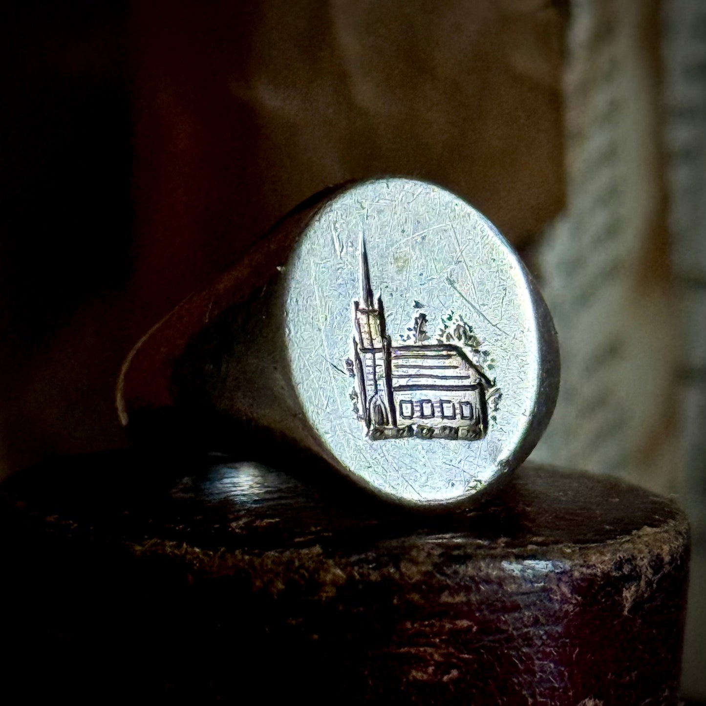 Antique Ecclesiastical Silver Signet Ring